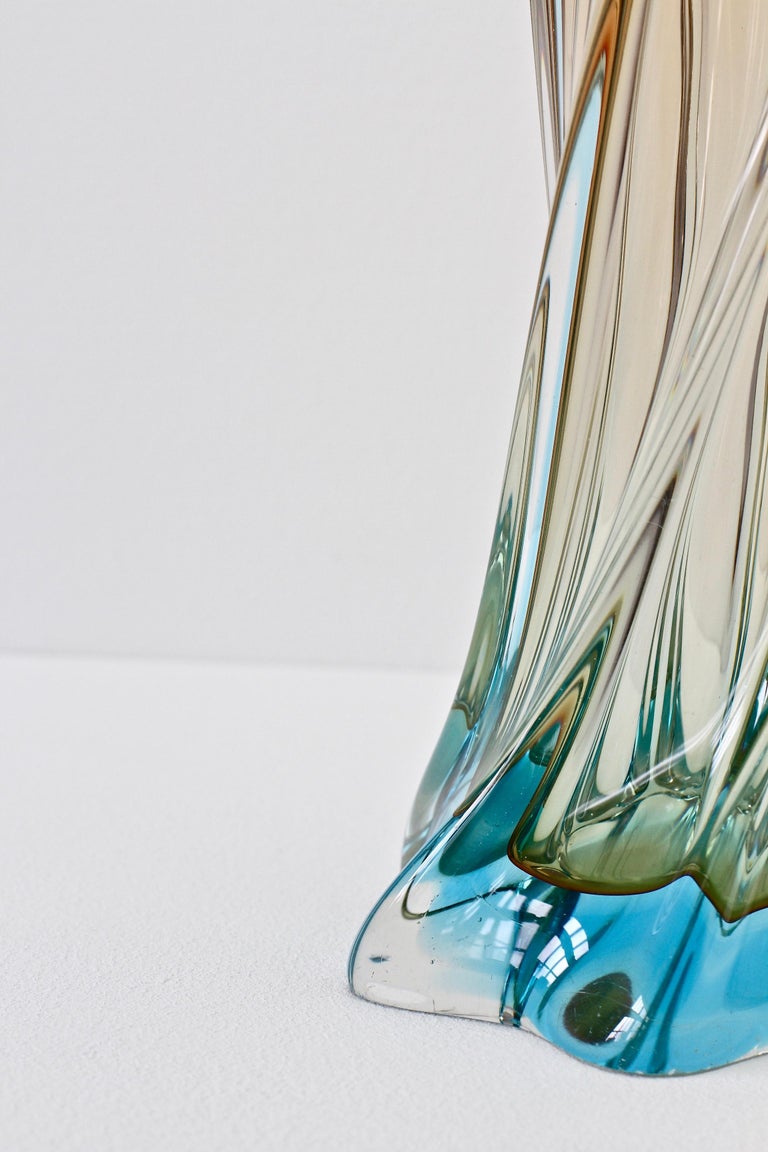 Huge Italian Vintage MidCentury Murano Style Twisted Glass Vase circa