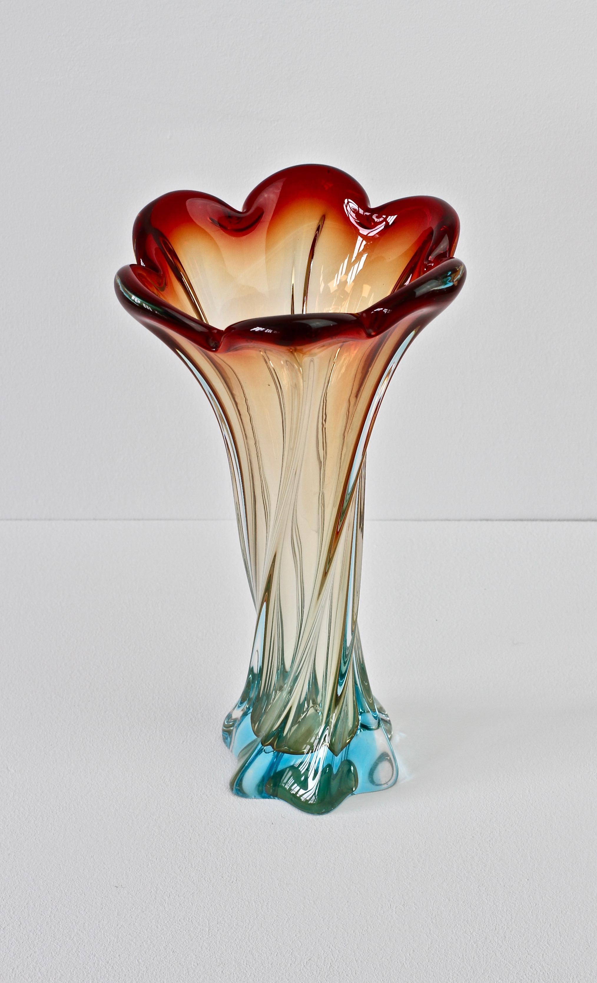Mid-Century Modern Huge Italian Vintage Mid-Century Murano Style Twisted Glass Vase circa 1950s