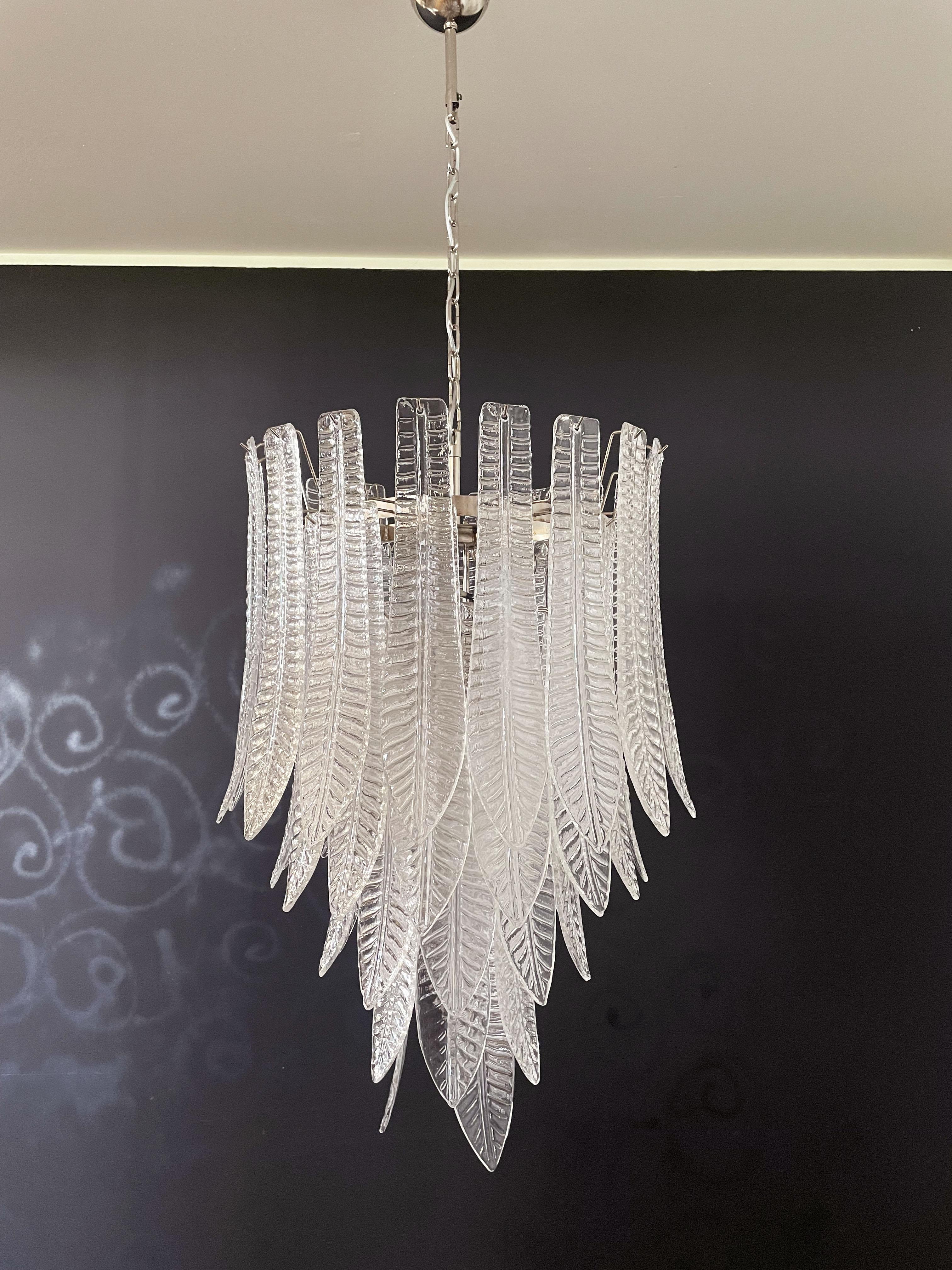 Beautiful and huge Italian Murano Chandelier composed of 52 splendid trasparent glasses that give a very elegant look. The glasses of this chandelier are real works of art, the weight of this chandelier is 45 kg.
Period: late XX