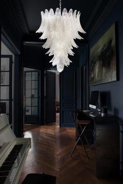 Enorme lampadario italiano in vetro di Murano Felci - 75 vetri trasparenti