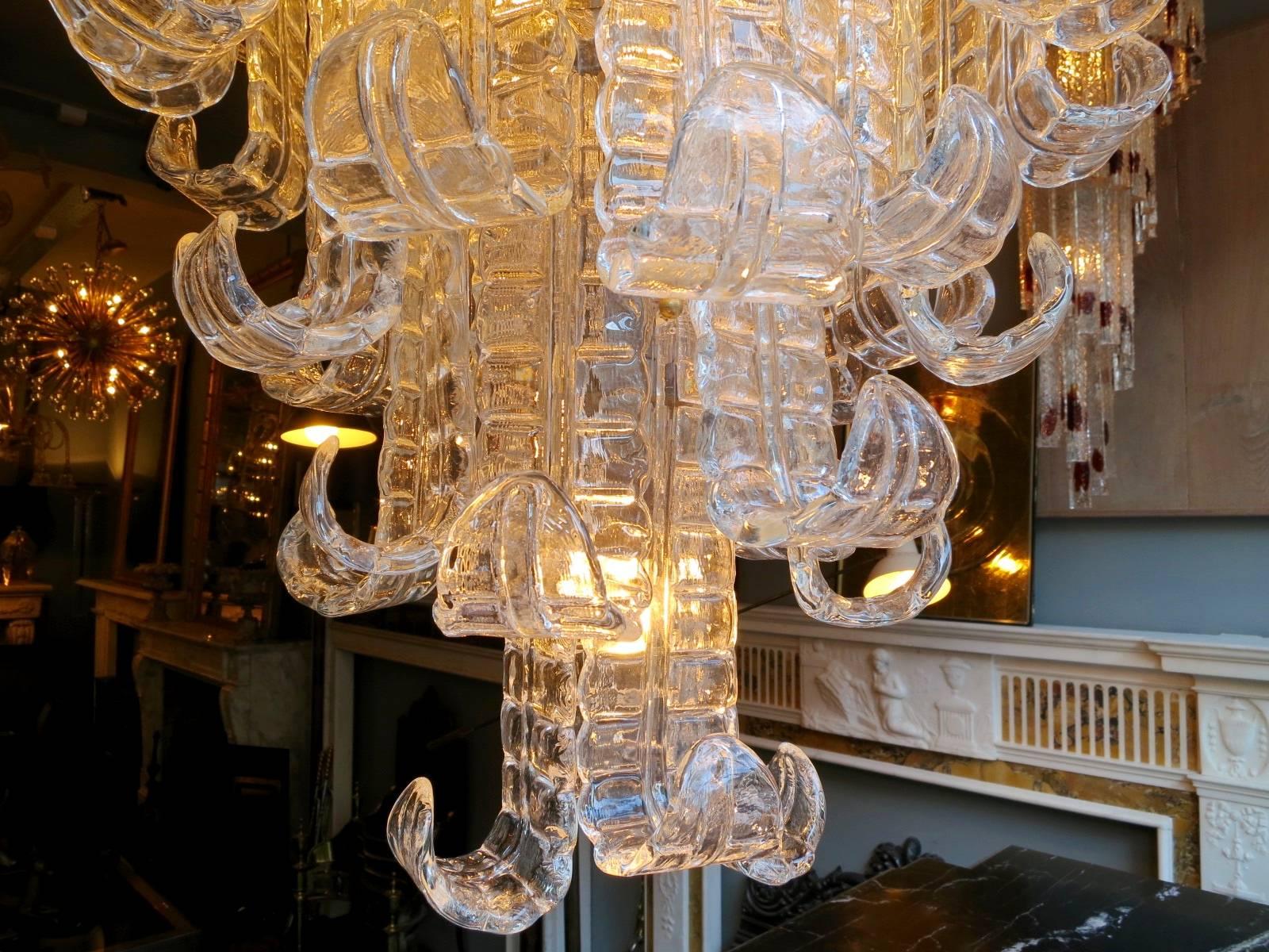 Huge Italian Murano Glass Chandelier In Excellent Condition In London, GB