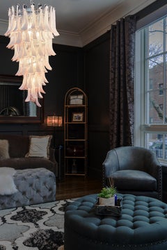 Huge Italian Murano Glass Spiral Chandelier, 83 Pink Glass Petals