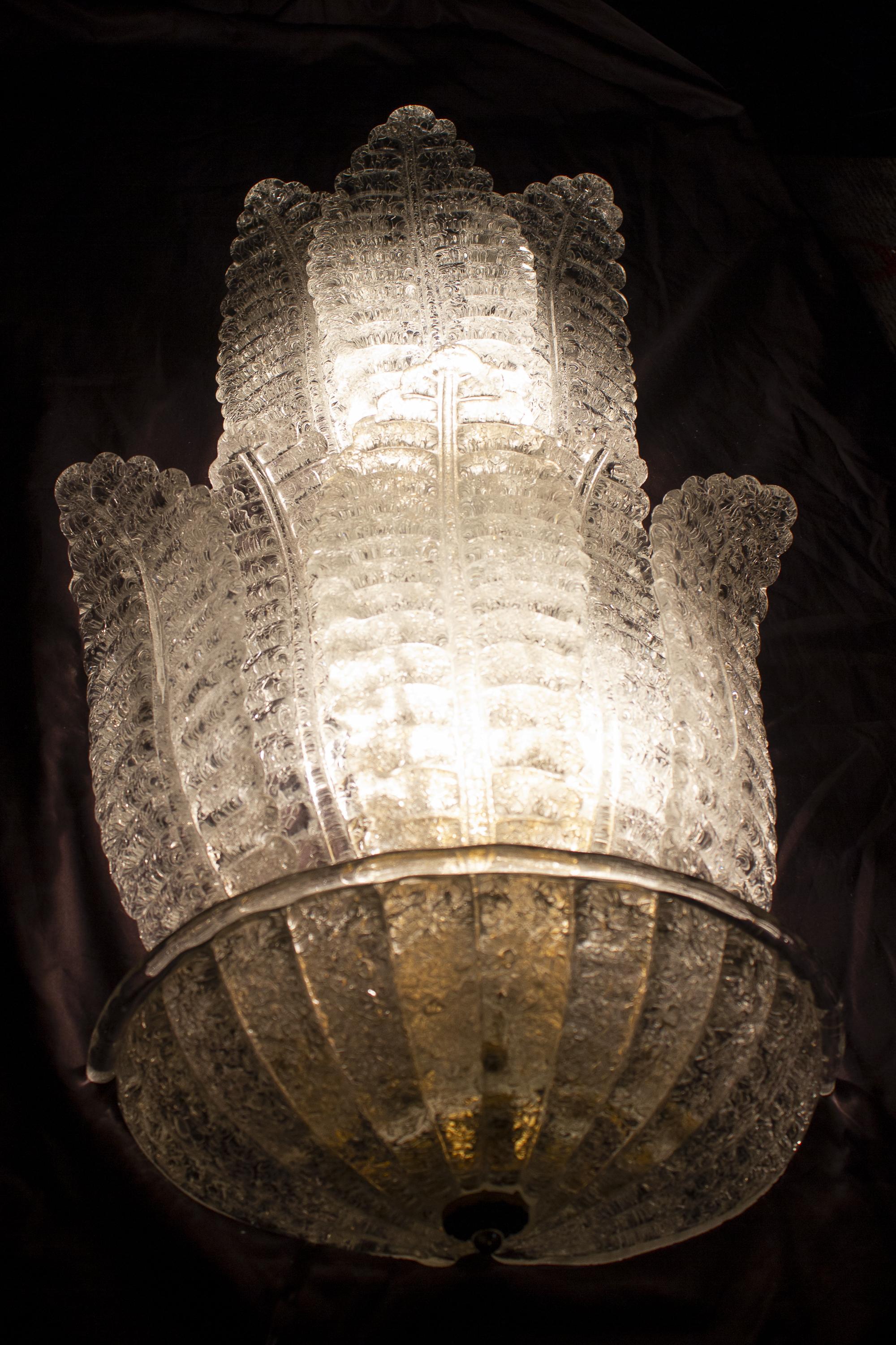 Huge Italian Murano Glass Wall Sconces Attributed to Barovier & Toso, 1970 8