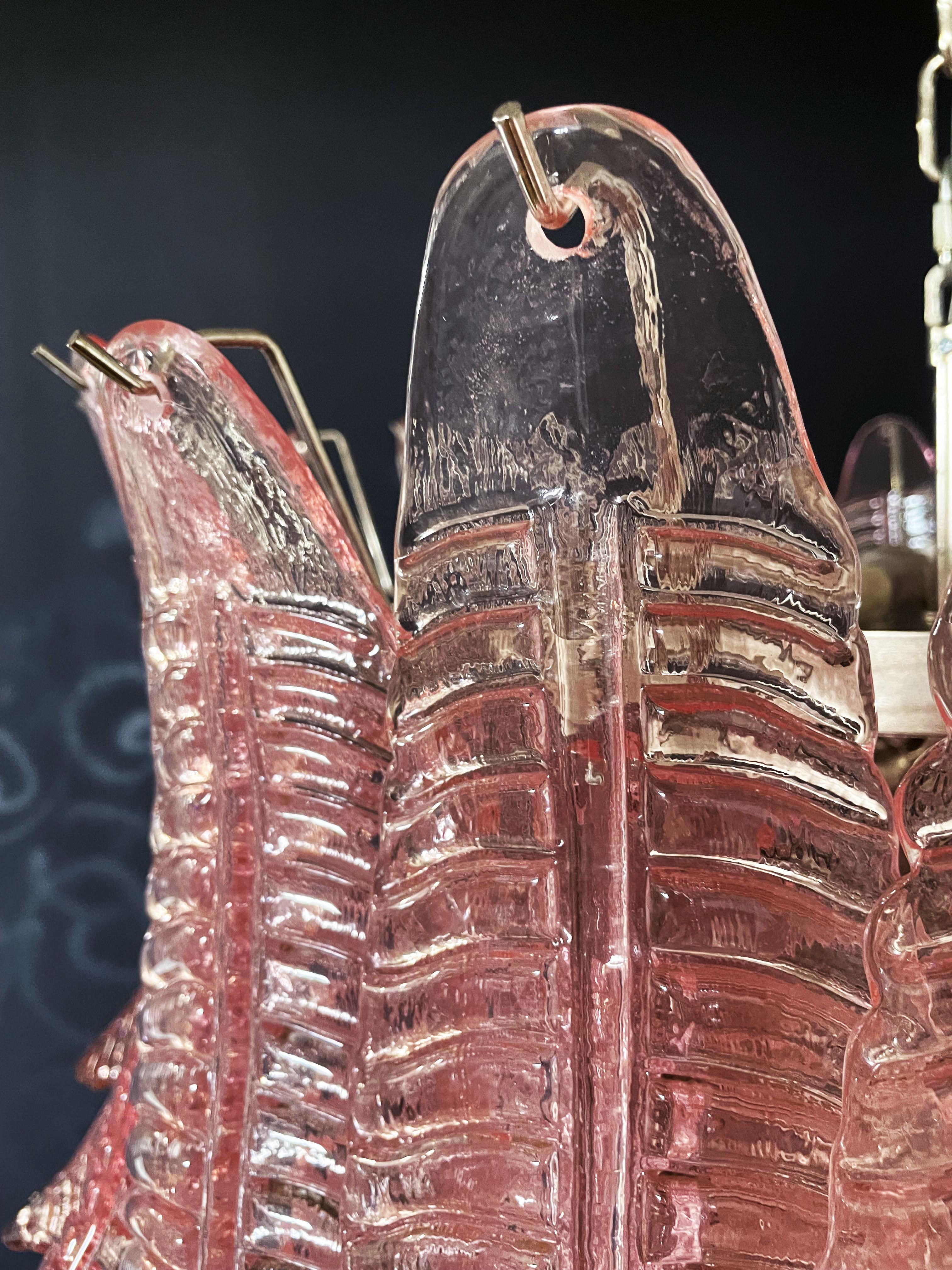 Huge Italian Murano Pink Felci Glass Chandelier, 75 Glasses For Sale 10