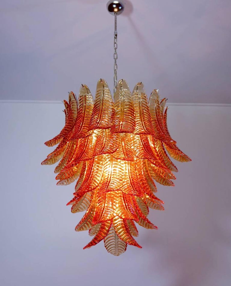 Huge Italian Murano Six Tier Amber Felci Glass Chandelier For Huge Italian Murano Six Tier Amber Felci Glass Chandelier For 1