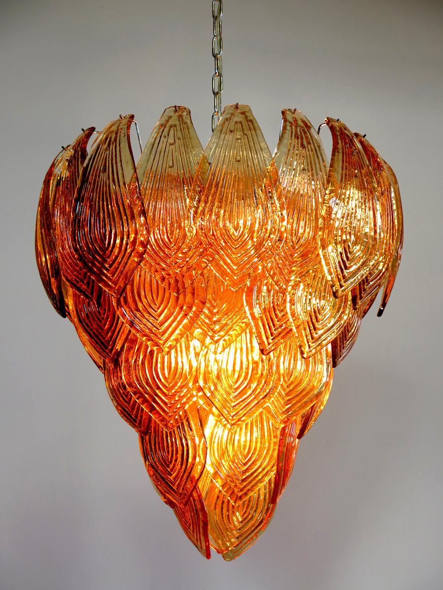 Huge Italian Murano Six-Tier Felci Glass Chandelier - Amber Glasses 2