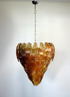 Huge Italian Murano Six-Tier Felci Glass Chandelier, Amber Glasses