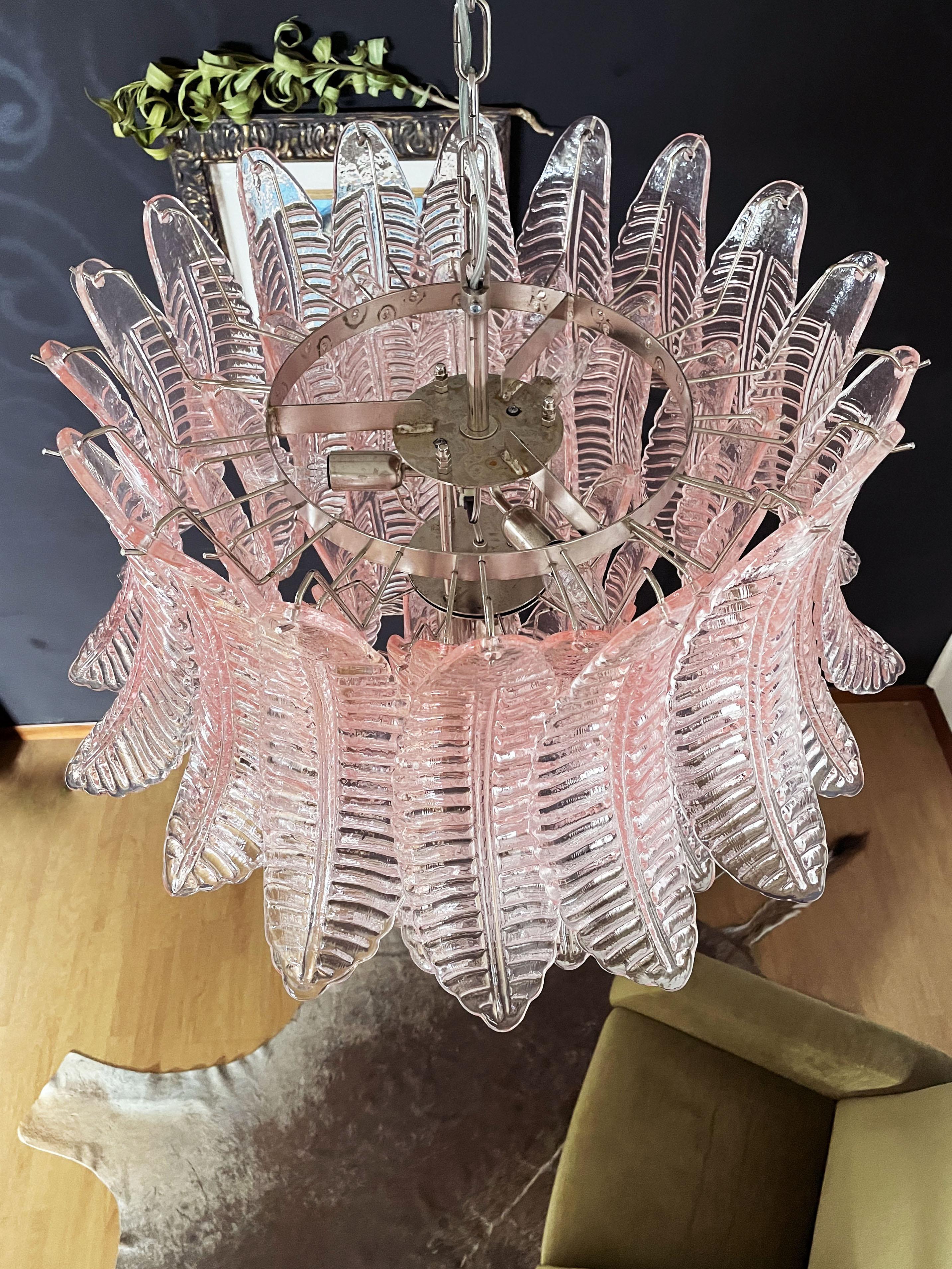 Huge Italian Murano Six-Tier Pink Felci Glass Chandelier For Sale 8