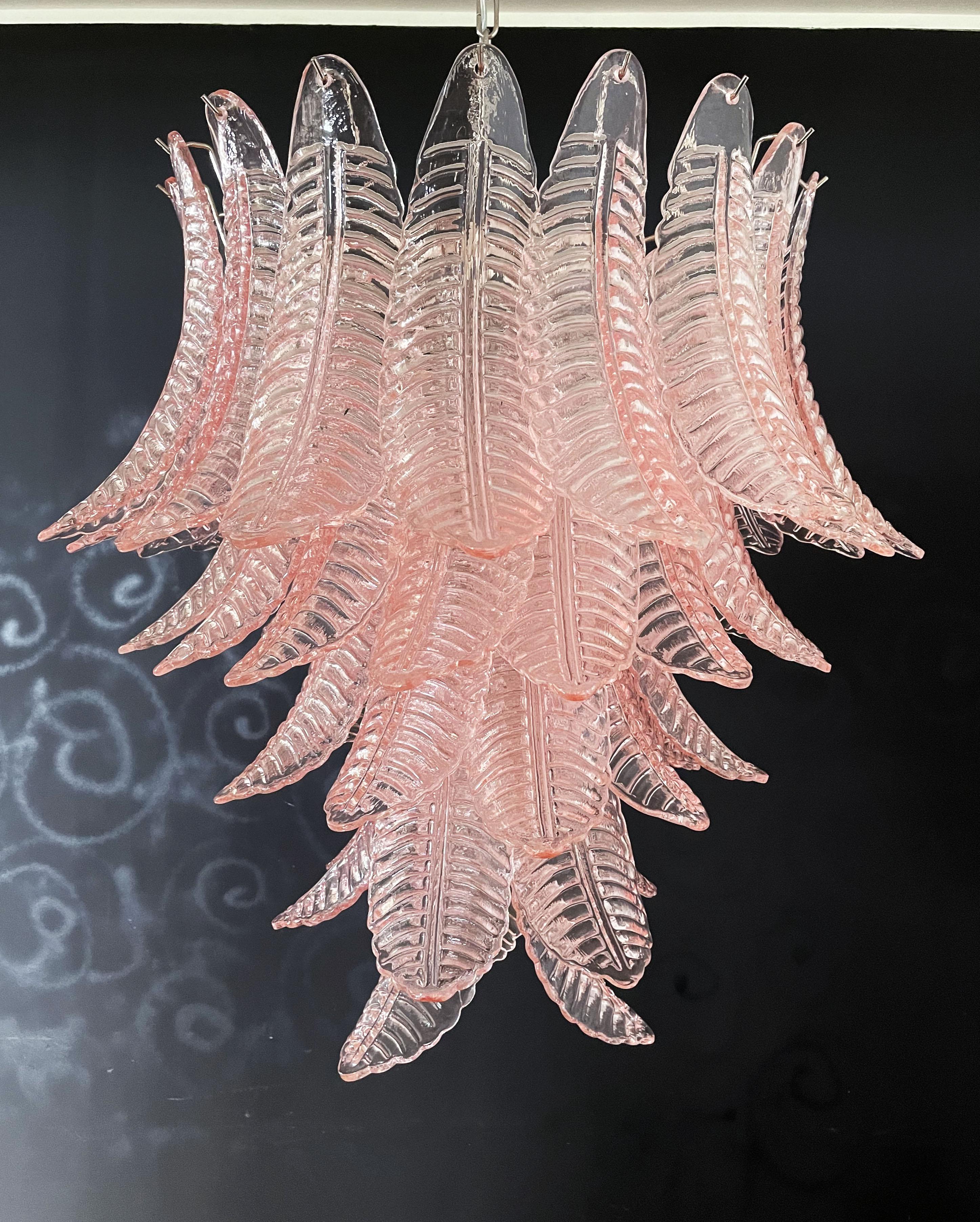 Art Glass Huge Italian Murano Six-Tier Pink Felci Glass Chandelier For Sale