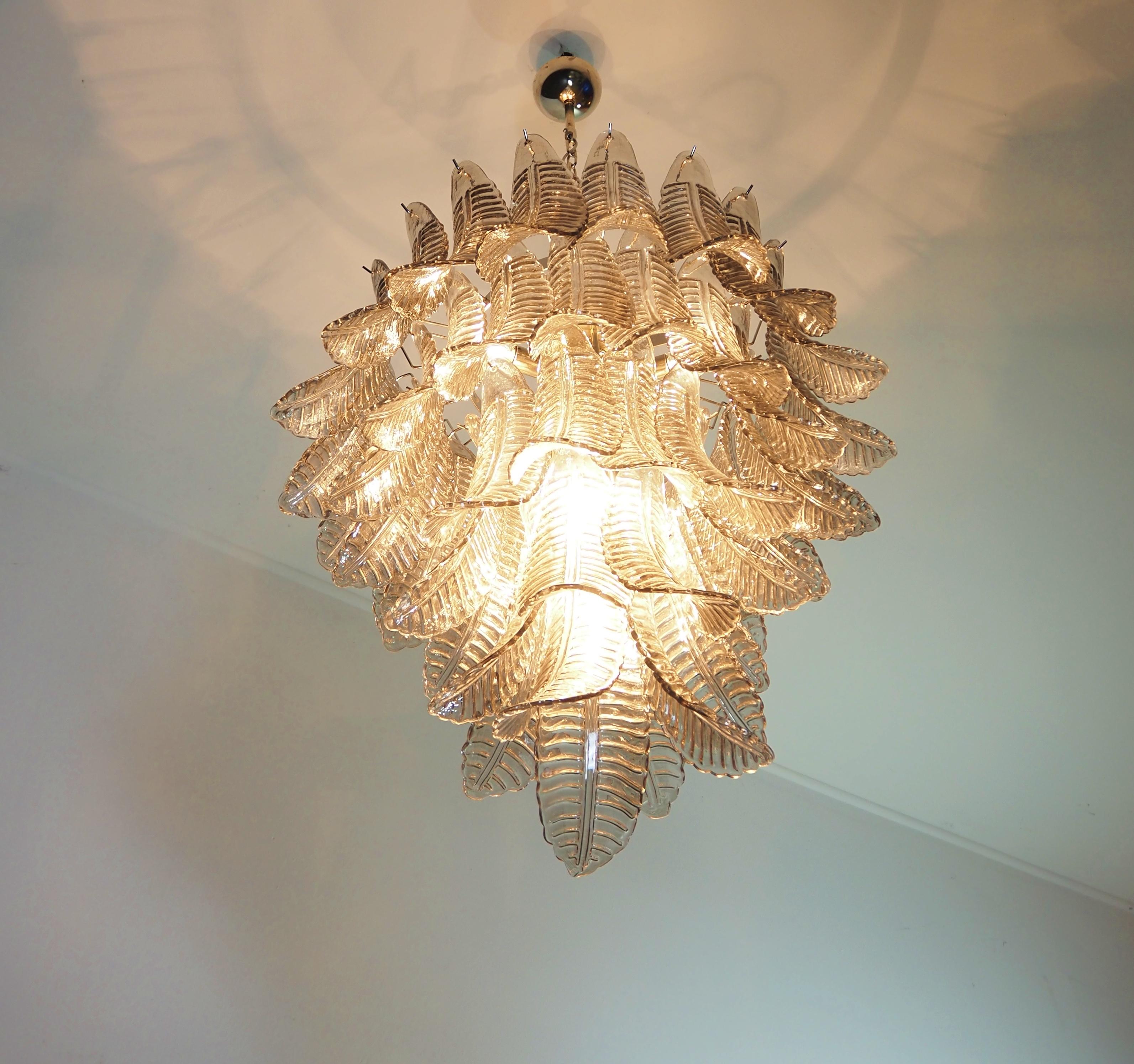 RESERVED: PAIR OF Huge Italian Murano Six-Tier SMOKED Felci Glass chandelier 4
