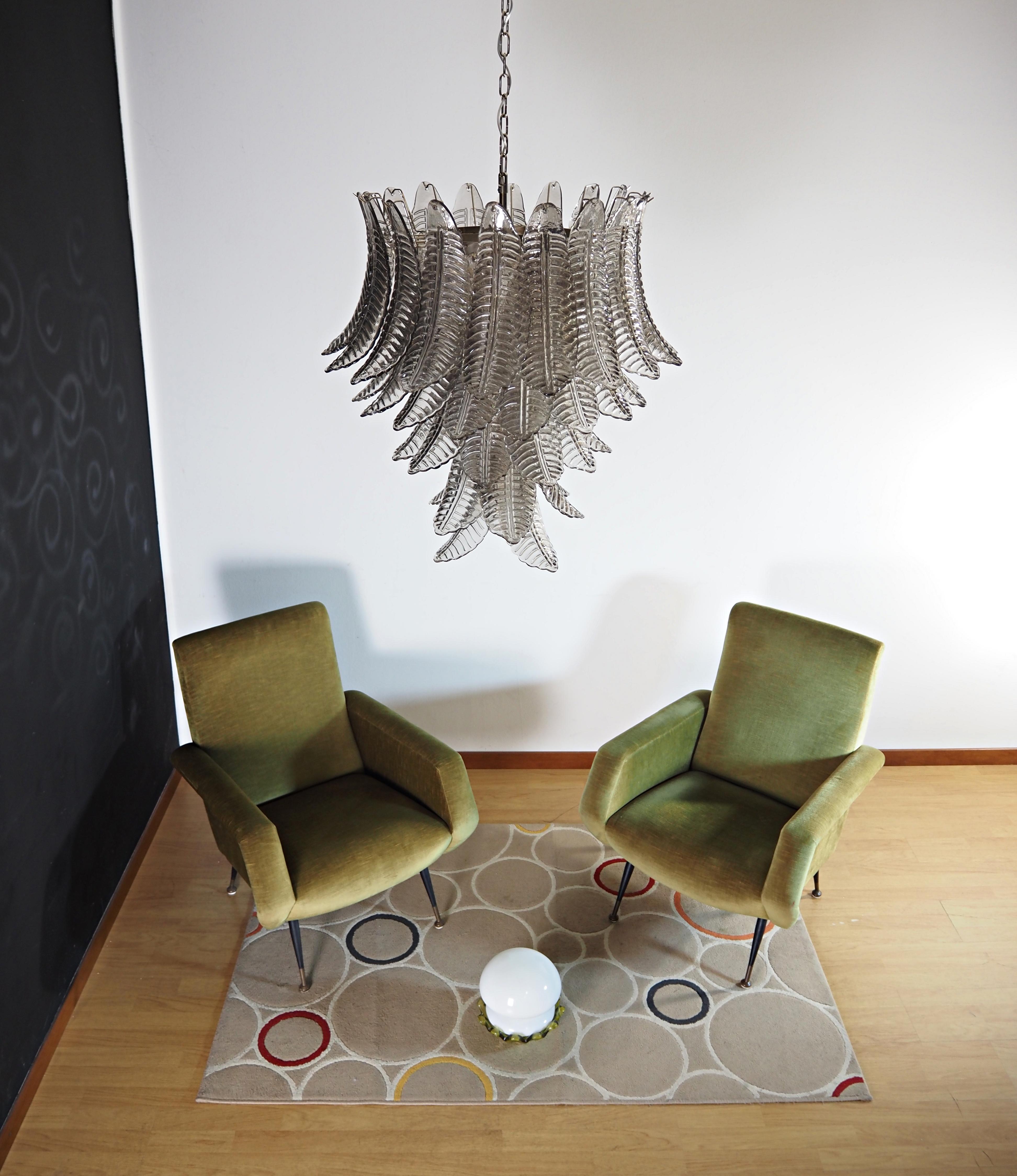 Galvanized Huge Italian Murano Six-Tier SMOKED Ferns Glass chandelier For Sale