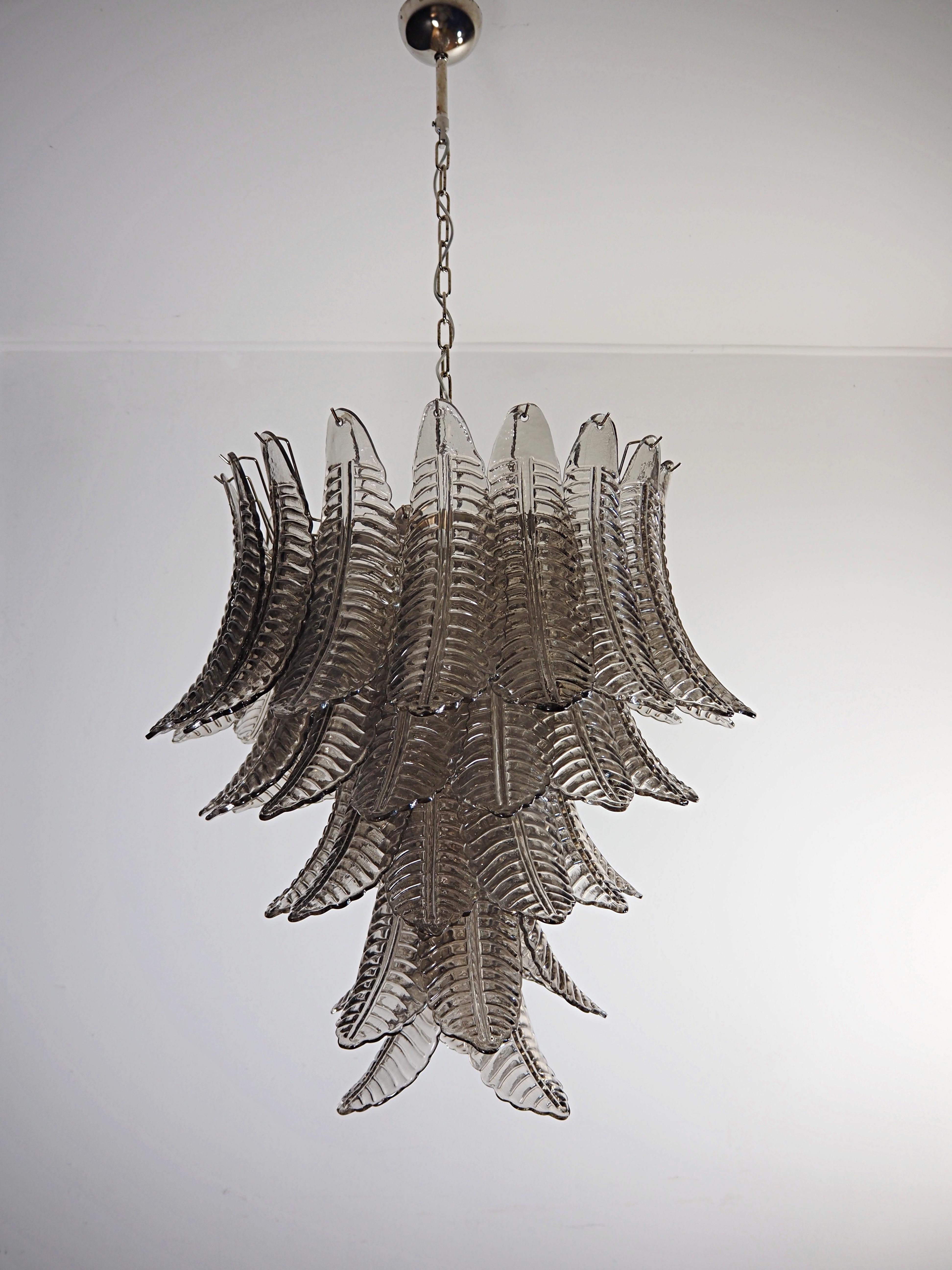 Huge Italian Murano Six-Tier SMOKED Ferns Glass chandelier For Sale 2