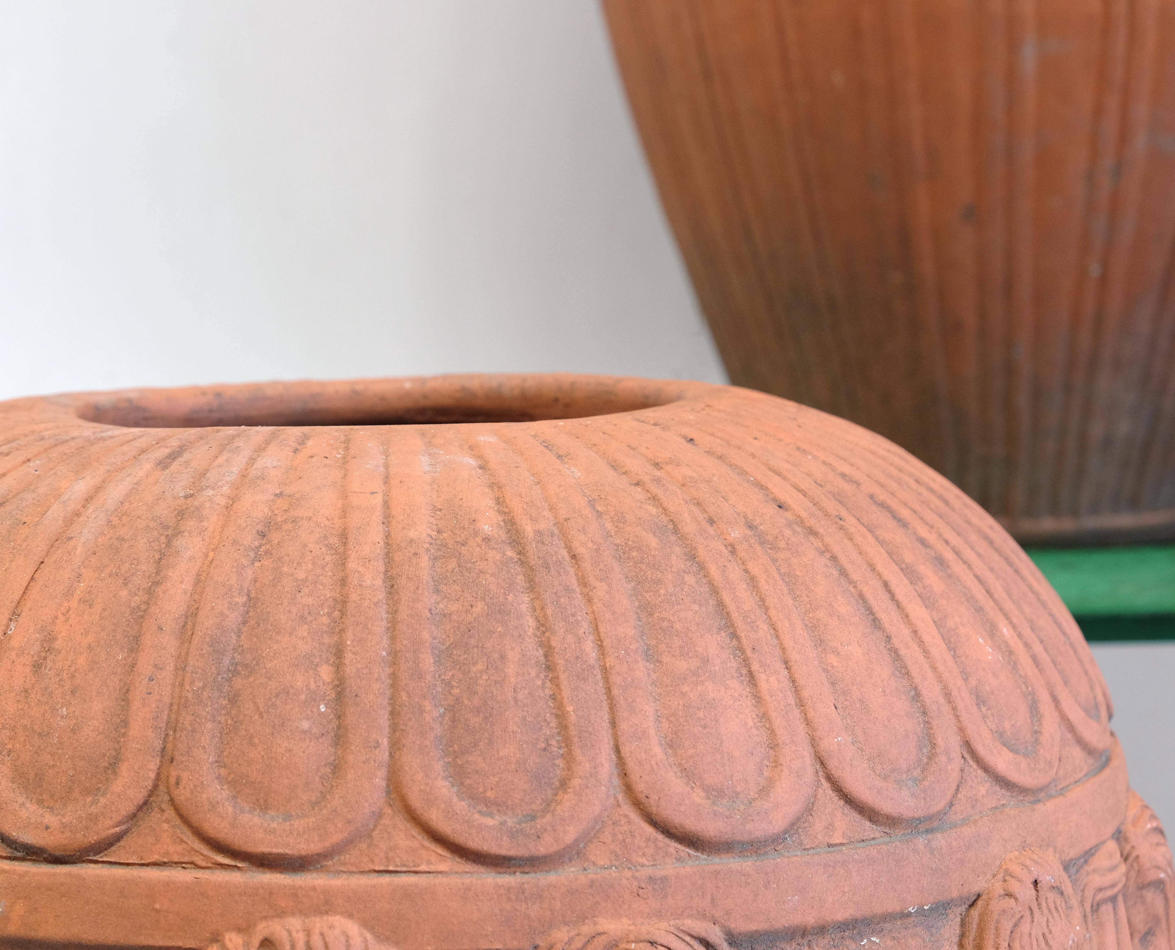 20th Century Huge Italian Terracotta Urns, Dancing Putti, Classical, Garden Feature, Outdoor For Sale