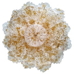 Huge Italian Vintage Blown Glass Flush Mount Chandelier Ceiling Light