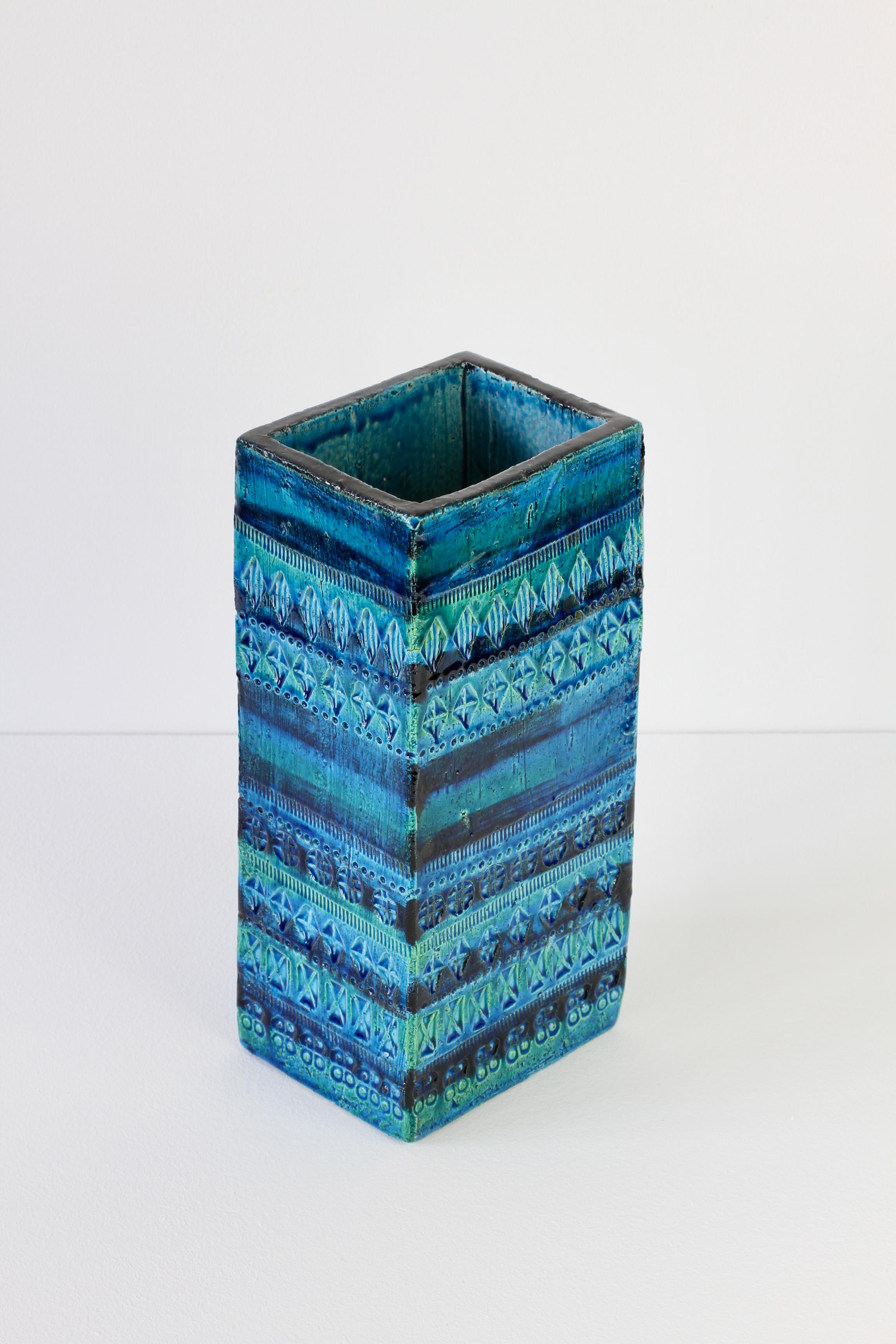 Große italienische Vintage-Vase aus Keramik in Rhimini-Blau von Aldo Londi für Bitossi, um 1960 im Angebot 3