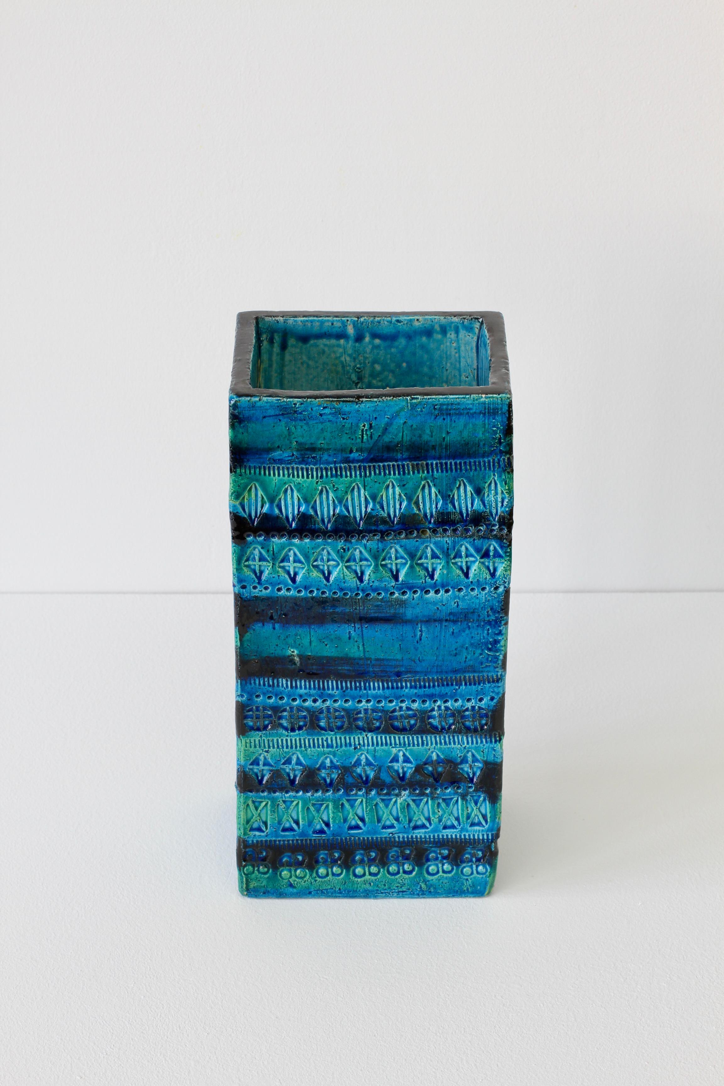 Huge Italian Vintage Ceramic Rhimini Blue Vase Aldo Londi for Bitossi, C. 1960 For Sale 5