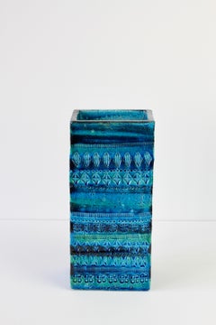 Grand vase italien vintage en céramique bleu Rhimini d'Aldo Londi pour Bitossi, vers 1960