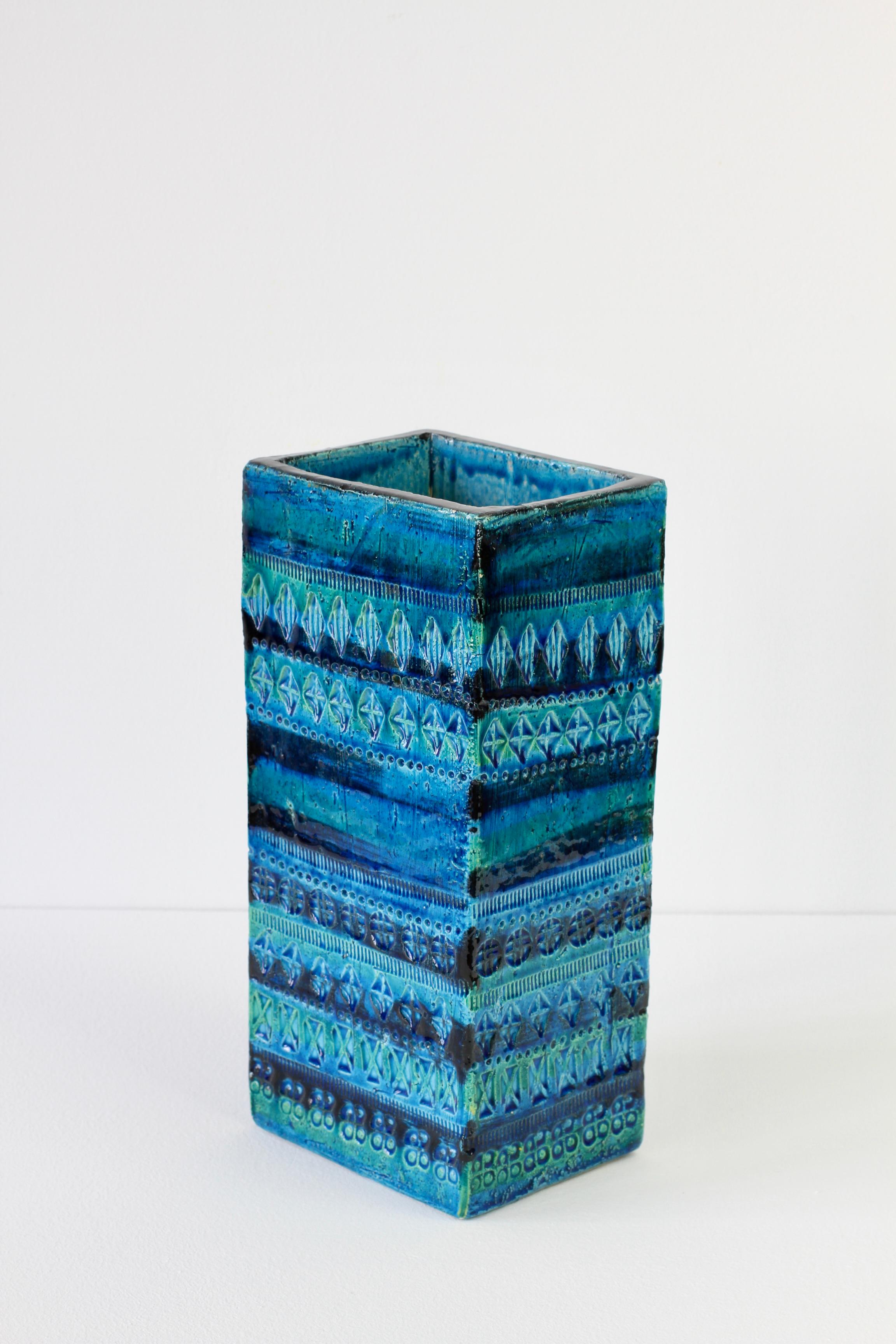 Grand vase italien vintage en céramique bleu Rhimini d'Aldo Londi pour Bitossi, vers 1960 Bon état - En vente à Landau an der Isar, Bayern