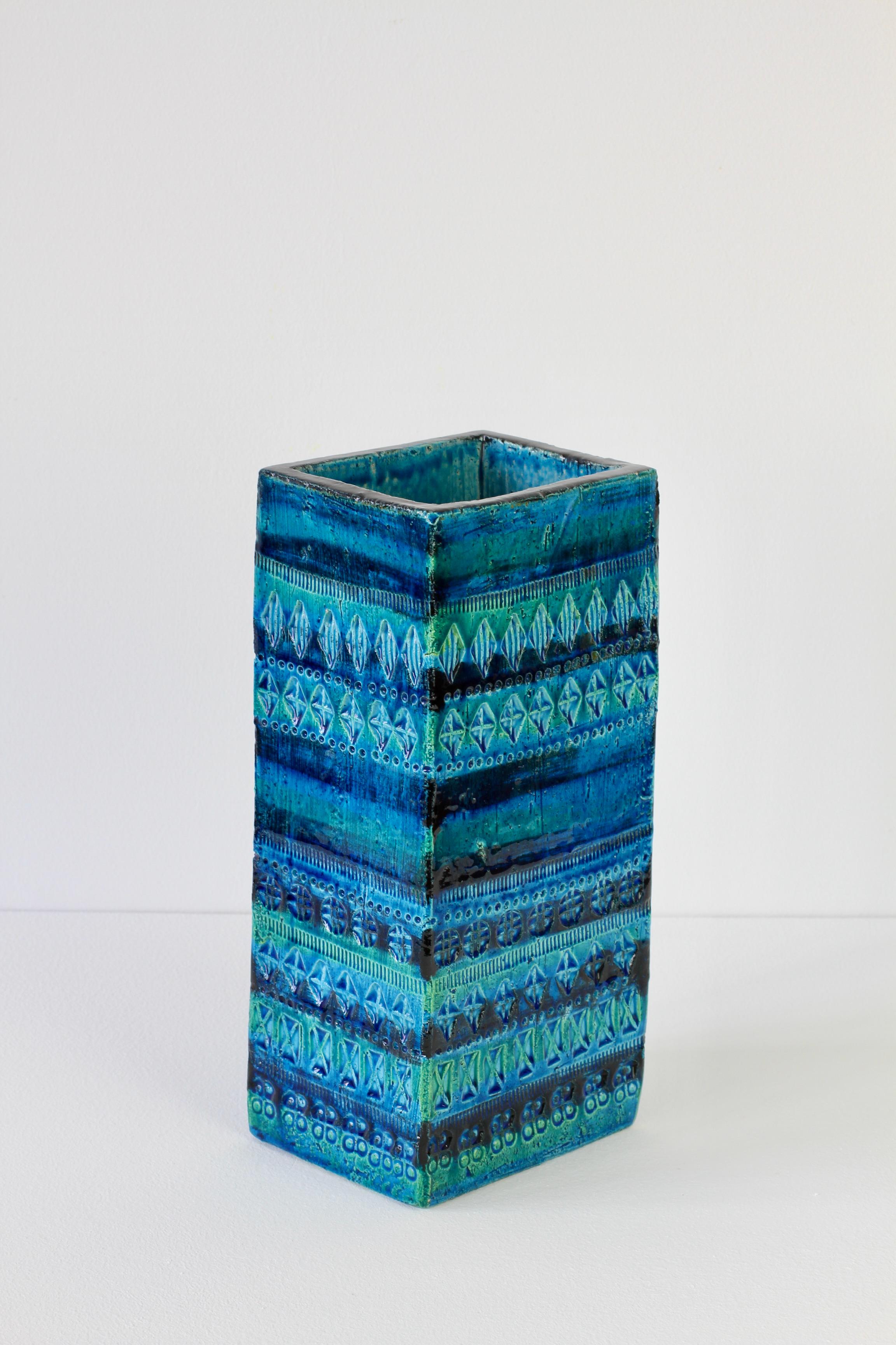 Huge Italian Vintage Ceramic Rhimini Blue Vase Aldo Londi for Bitossi, C. 1960 For Sale 1