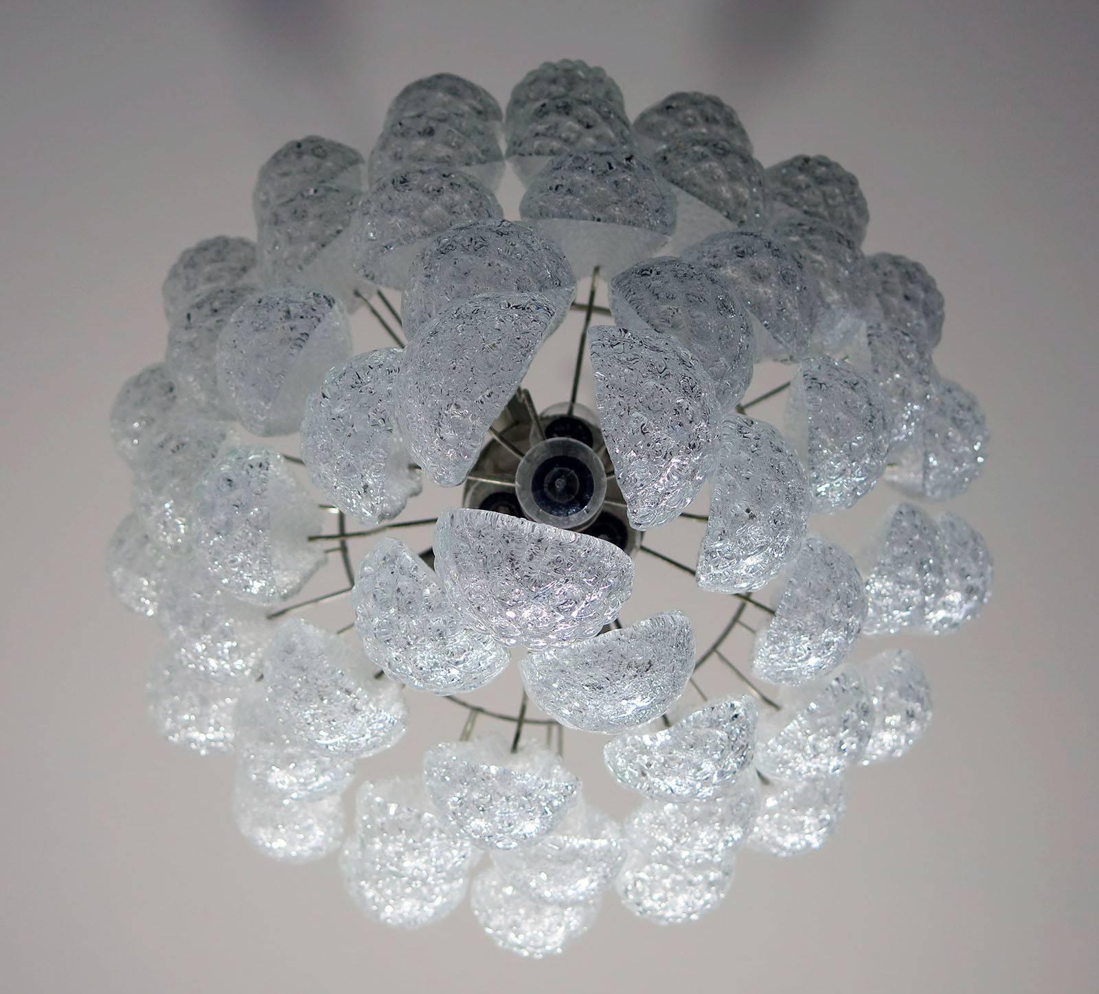 Huge Italian Vintage Murano Chandelier, 52 Glass Petals Drop 3
