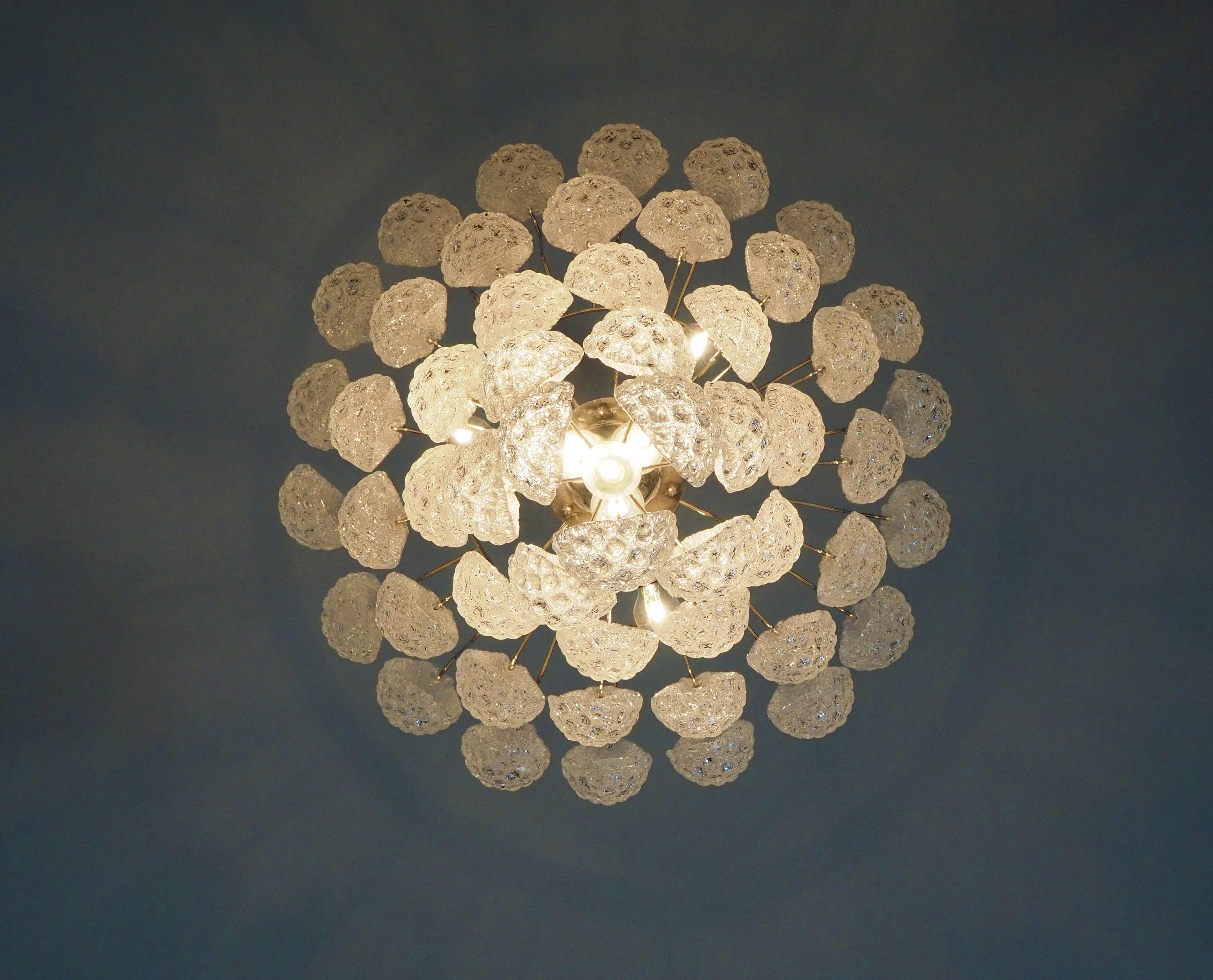 Huge Italian Vintage Murano Chandelier 52 Glass Petals Drop 3