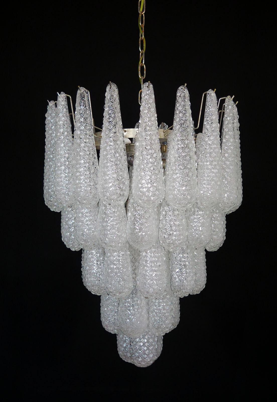 Huge Italian Vintage Murano Chandelier 52 Glass Petals Drop 6