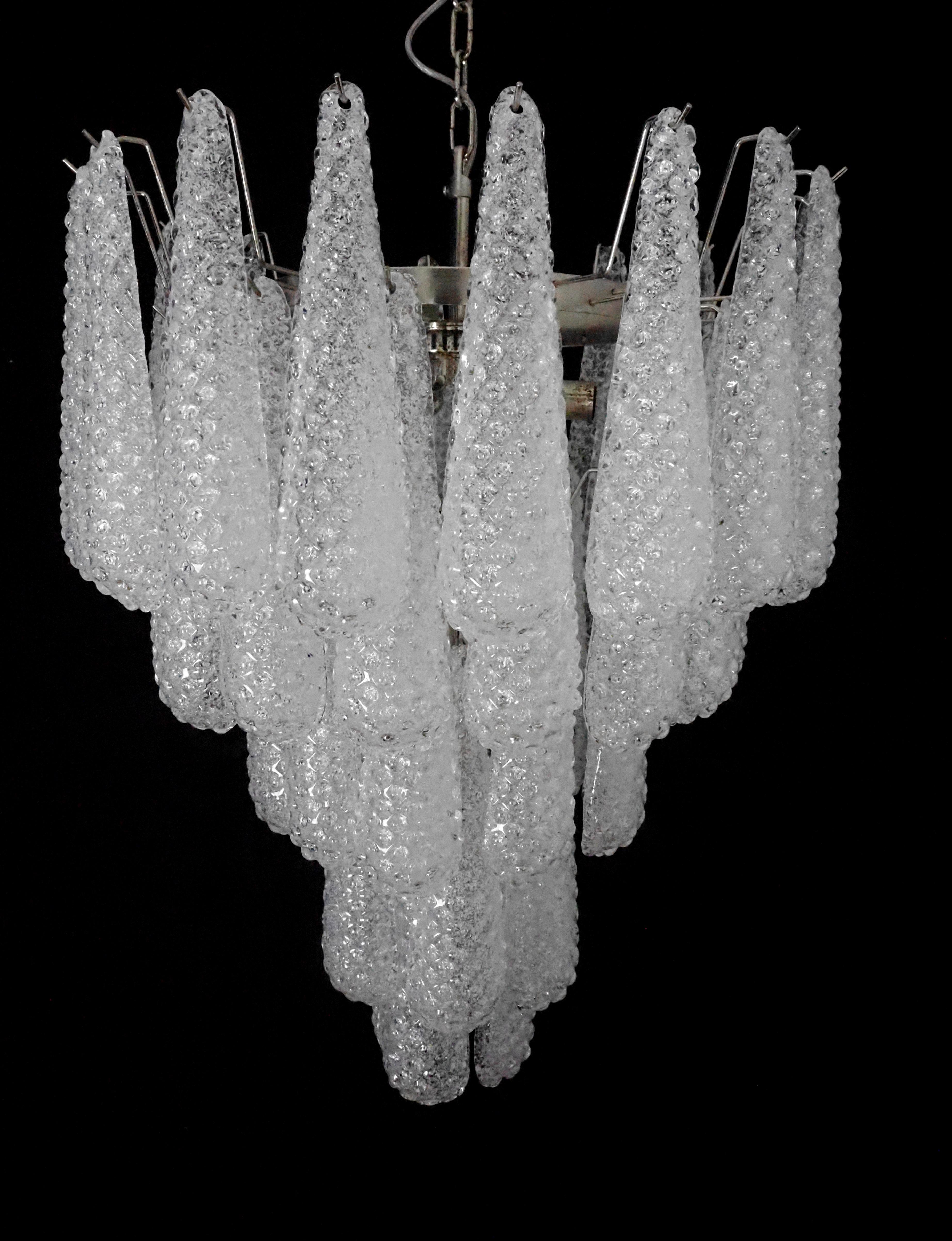 Huge Italian Vintage Murano Chandelier 52 Glass Petals Drop 7