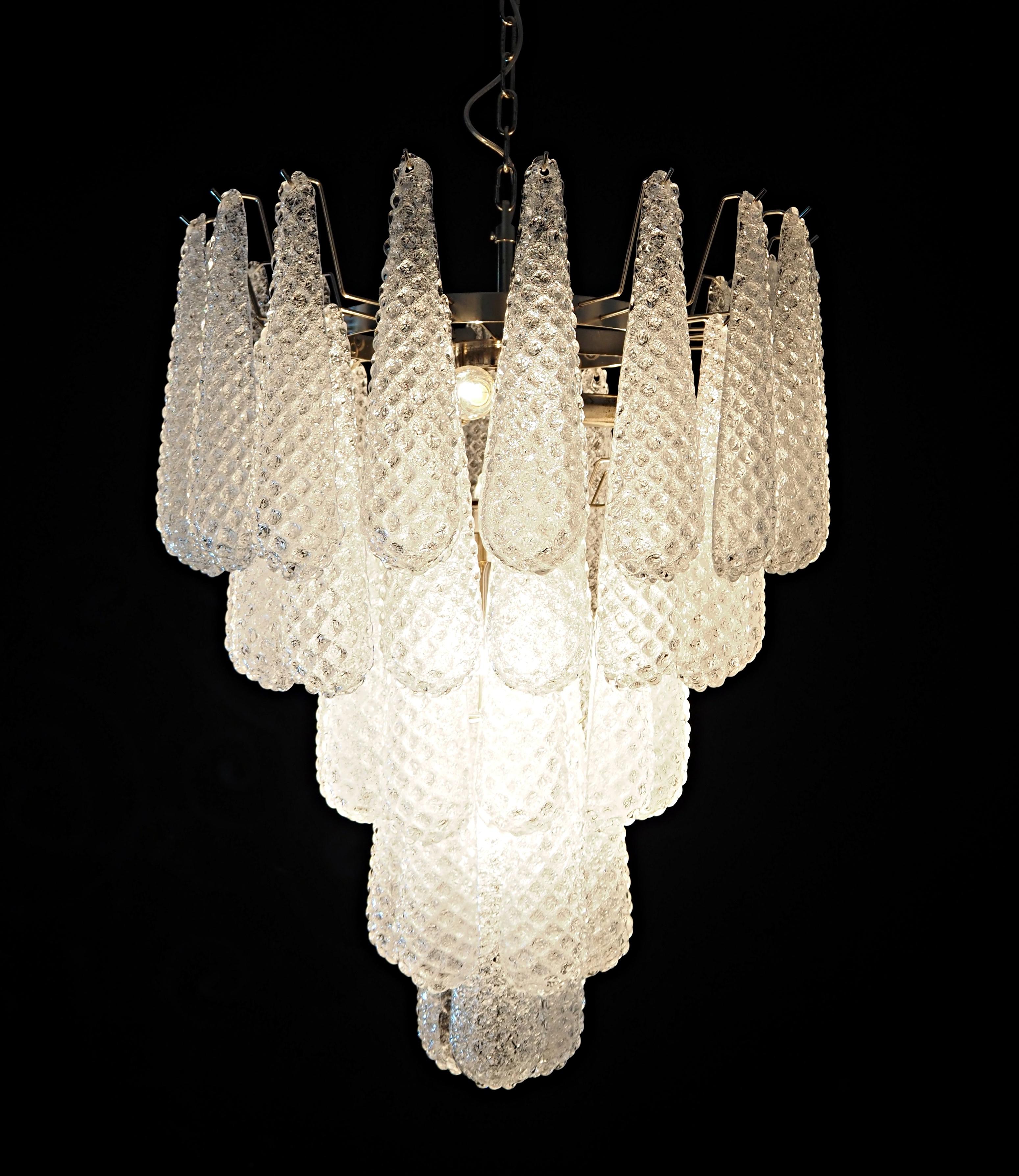 Huge Italian Vintage Murano Chandelier 52 Glass Petals Drop 9