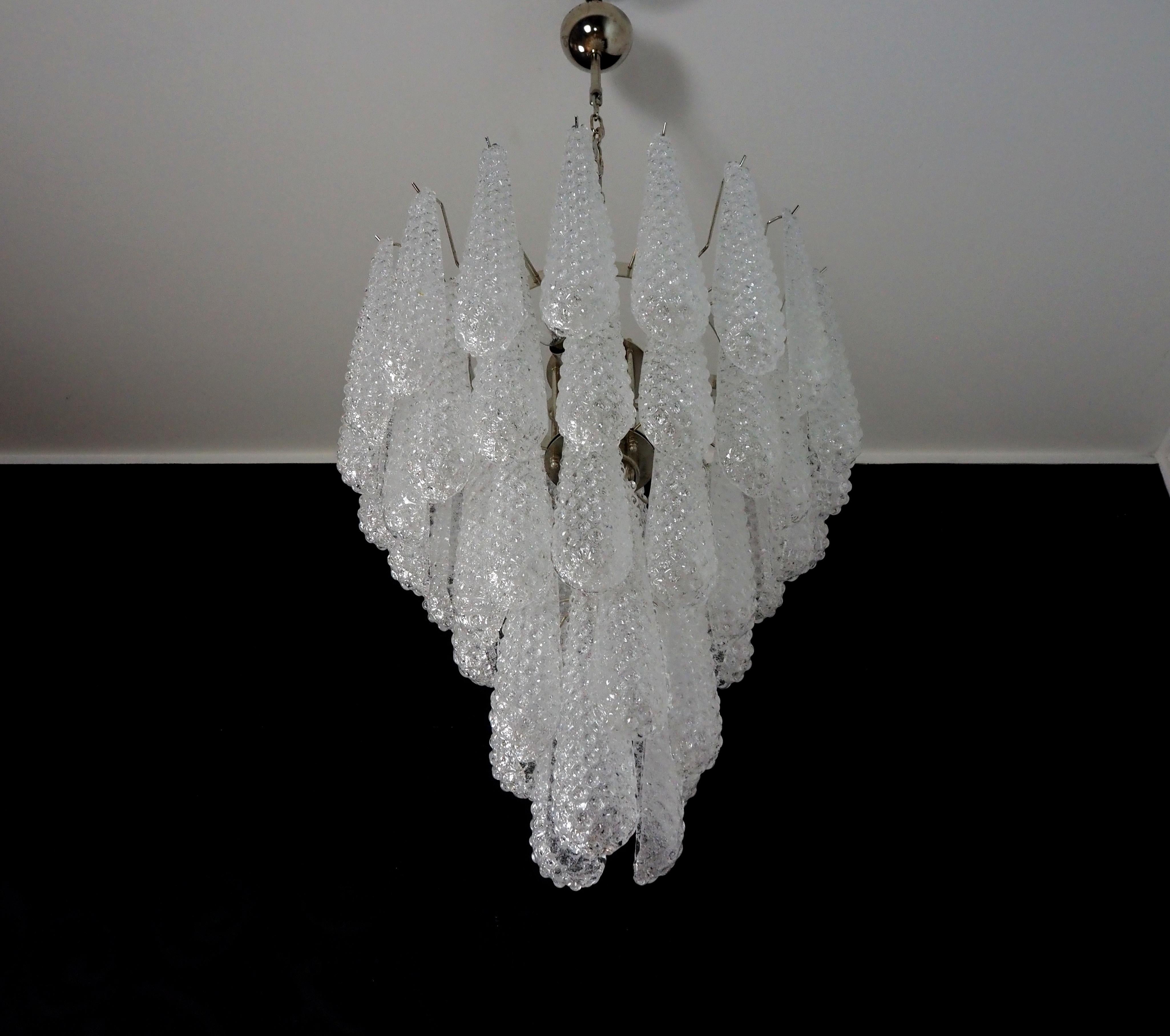 Late 20th Century Huge Italian Vintage Murano Chandelier, 52 Glass Petals Drop