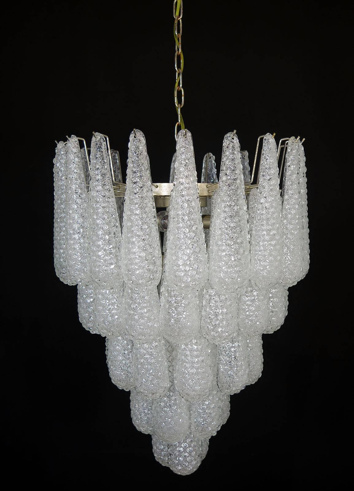 Huge Italian Vintage Murano Chandelier, 52 Glass Petals Drop 1