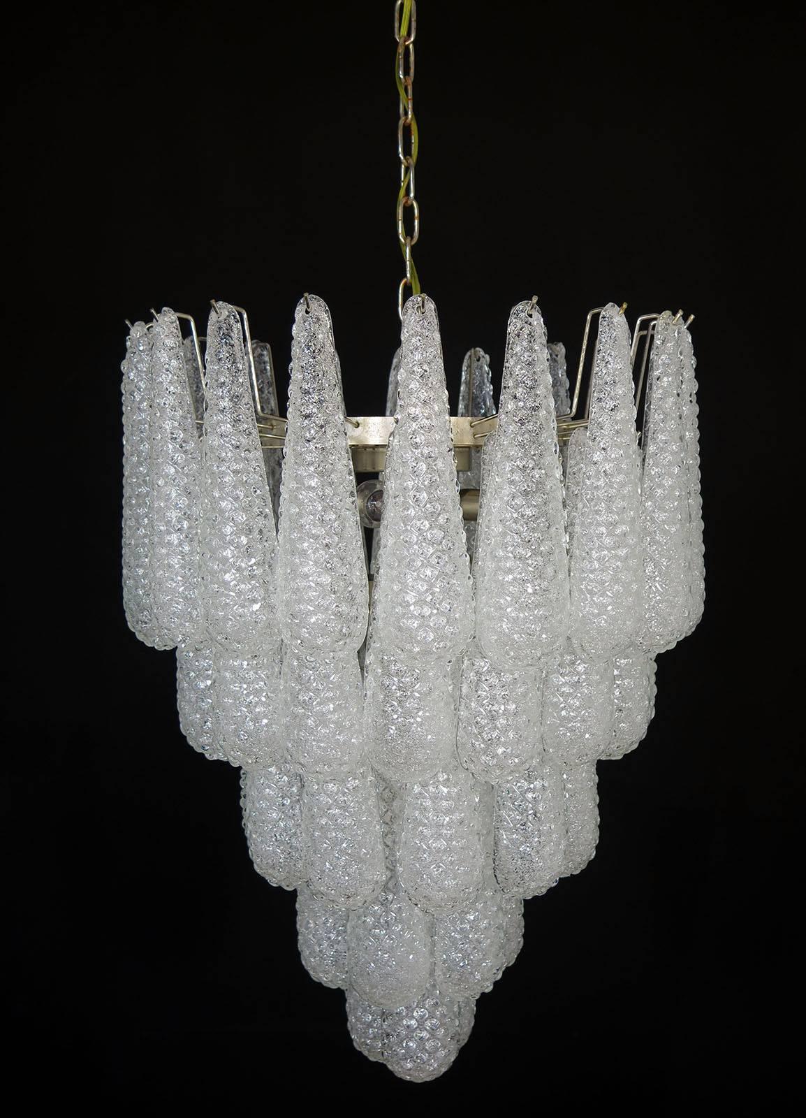 Huge Italian Vintage Murano Chandelier, 52 Glass Petals Drop 2