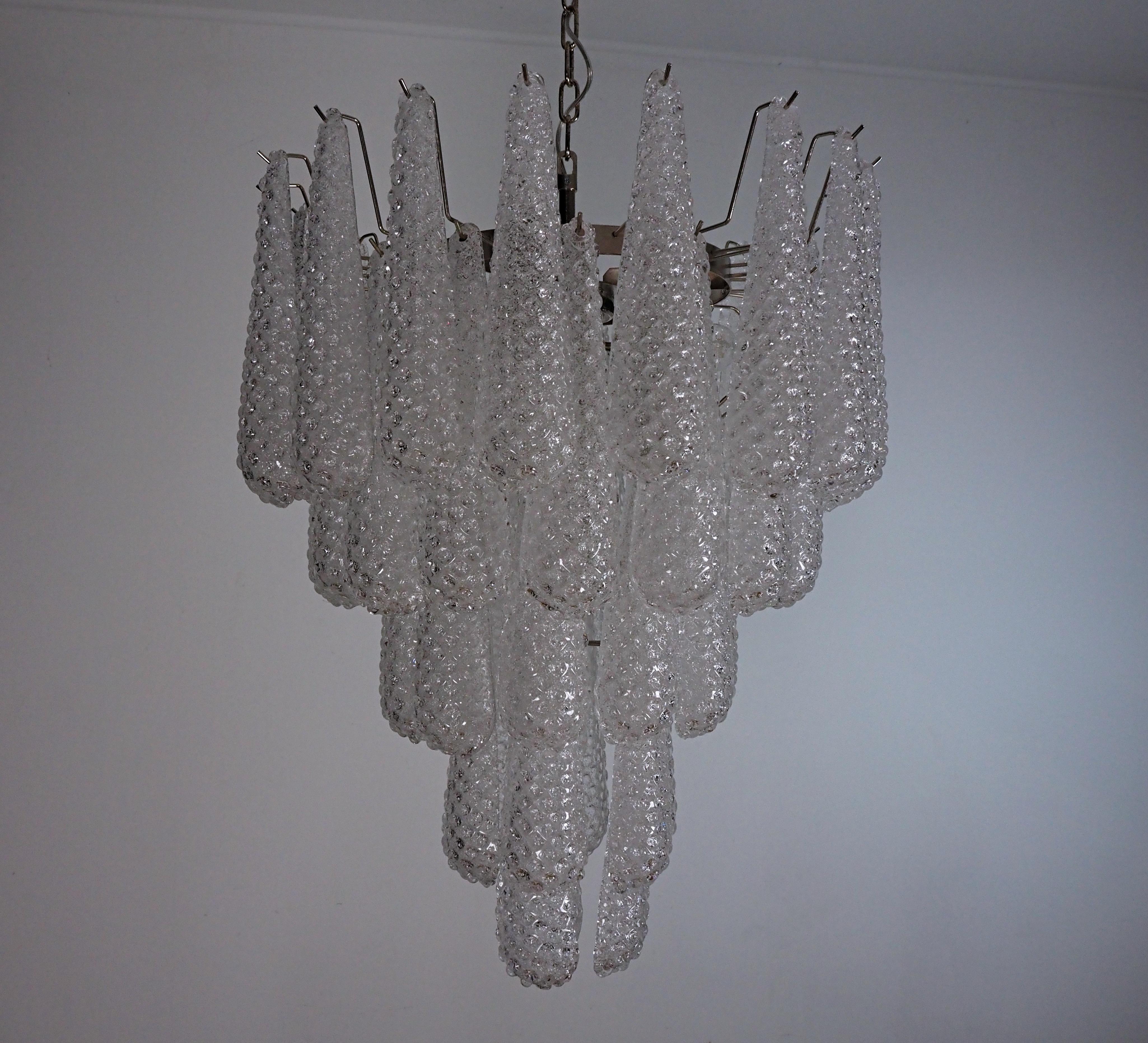 Huge Italian Vintage Murano Chandelier, 52 Glass Petals Drop 1