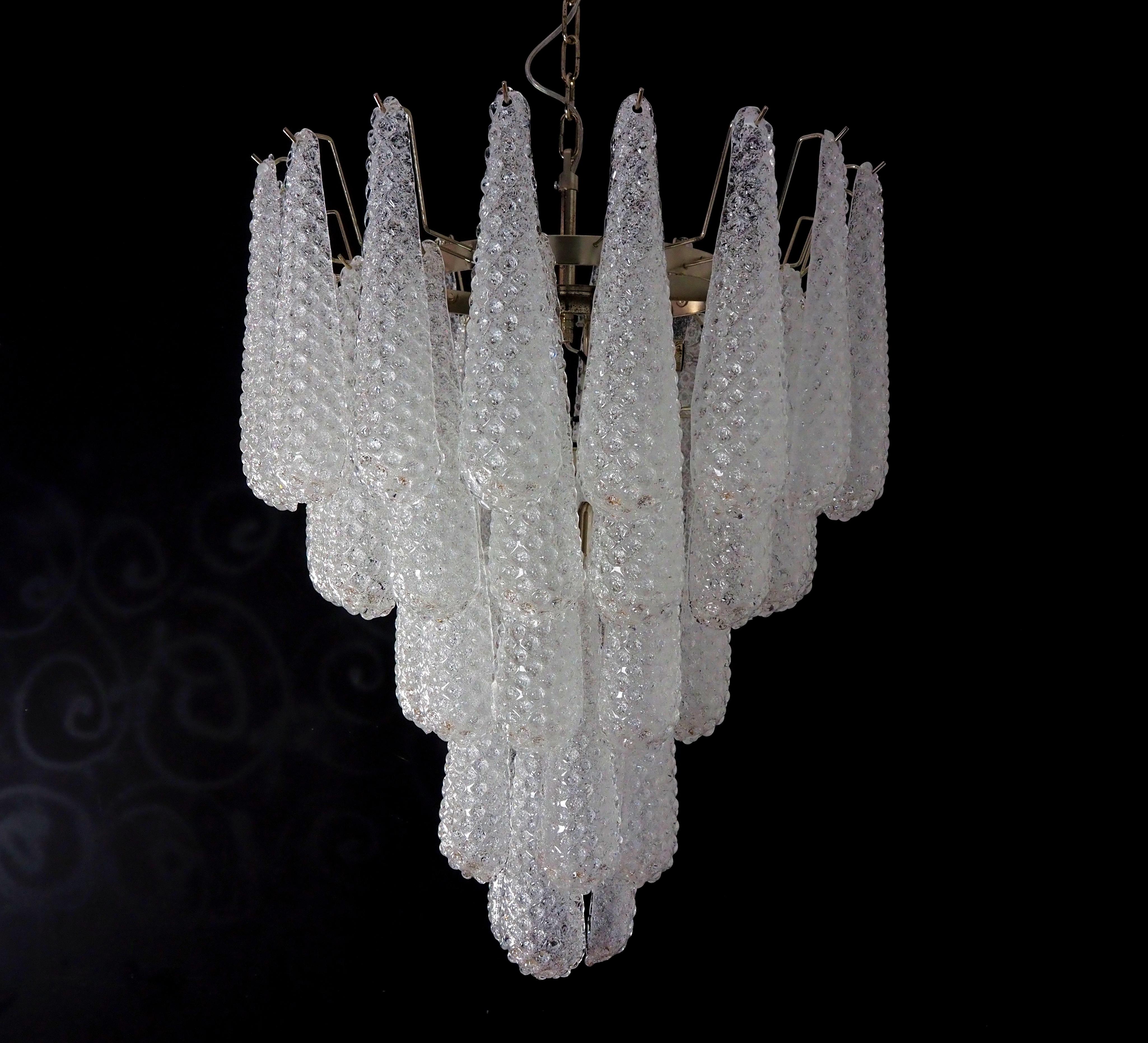 Huge Italian Vintage Murano Chandelier, 52 Glass Petals Drop 2