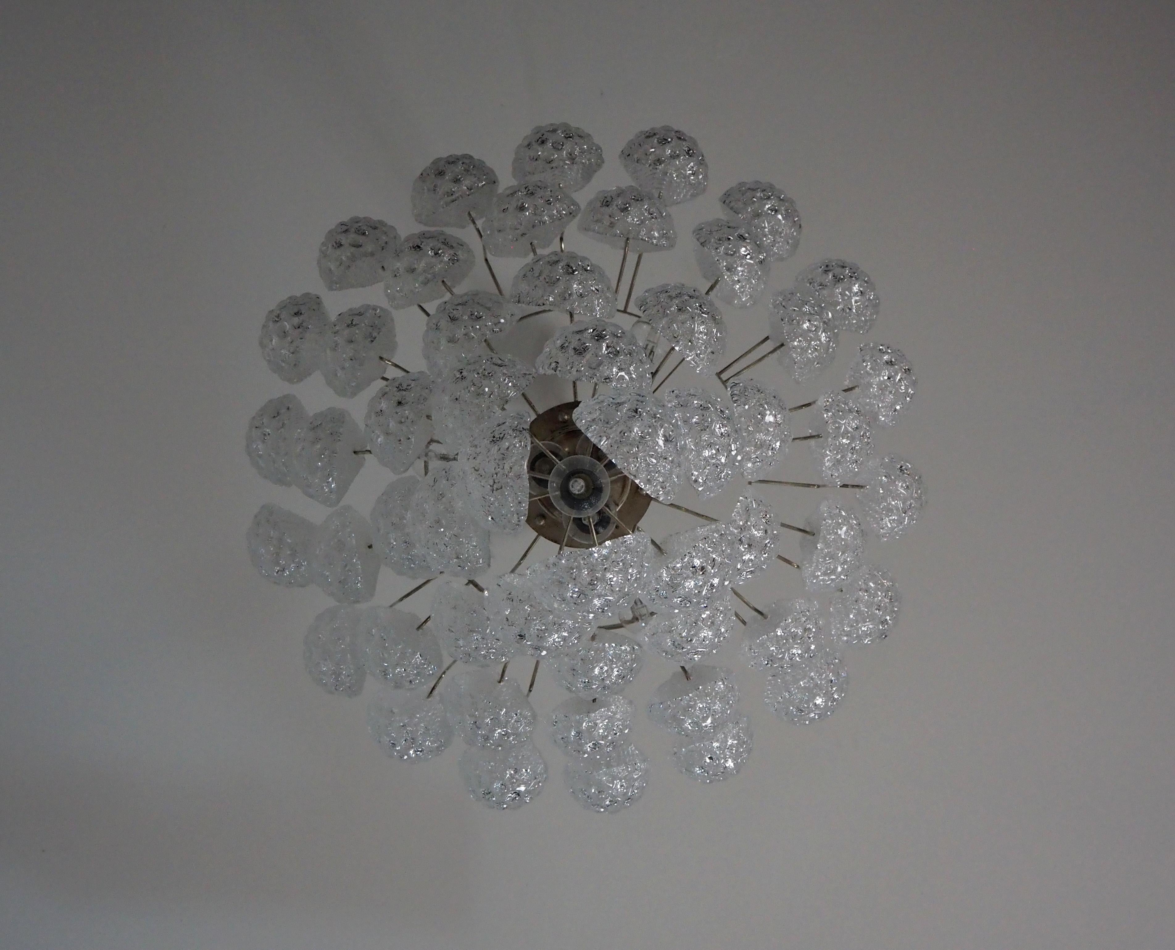 Huge Italian Vintage Murano Chandelier 52 Glass Petals Drop 2