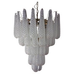 Huge Italian Vintage Murano Chandelier 52 Glass Petals Drop