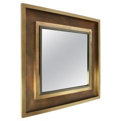 Huge Jansen Style Brass, Gunmetal & Copper Wall Mirror by Vereinigte Werkstätten