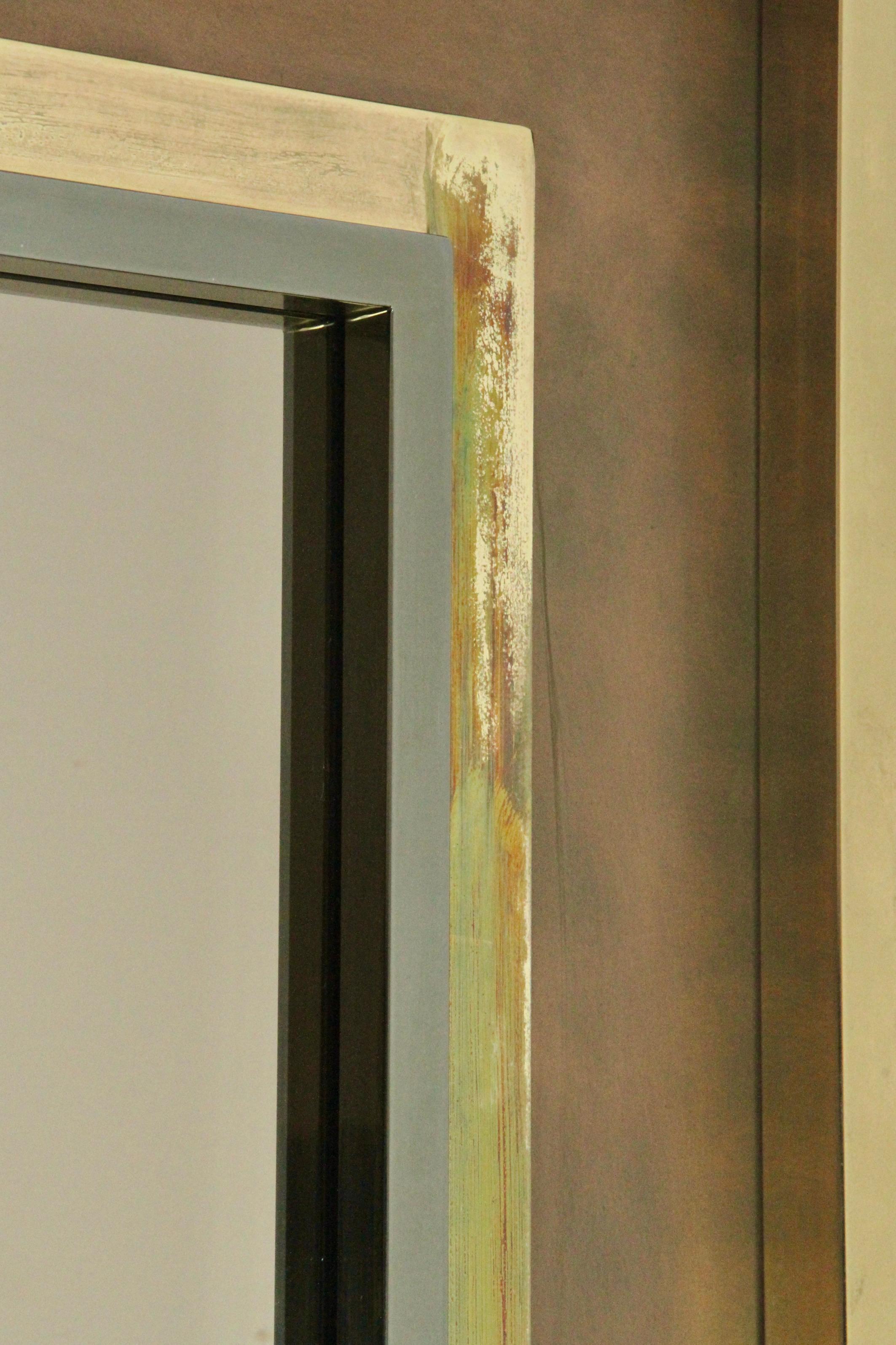 Riesiger Wandspiegel im Jansen-Stil aus Messing, Nickel und Kupfer von Vereinigte Werkstätten  (Deutsch) im Angebot