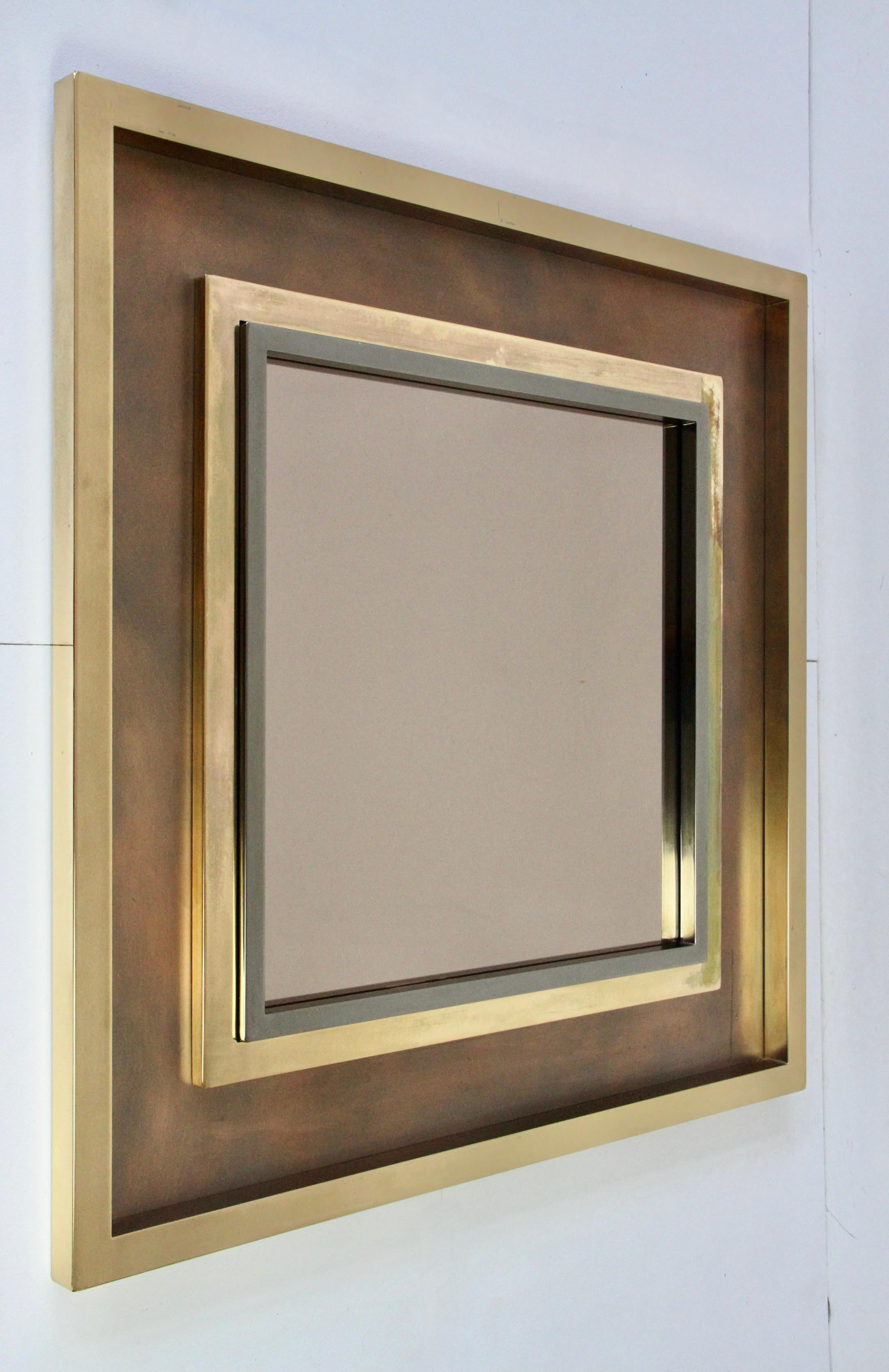 20th Century Huge Jansen Style Brass, Nickel & Copper Wall Mirror by Vereinigte Werkstätten For Sale
