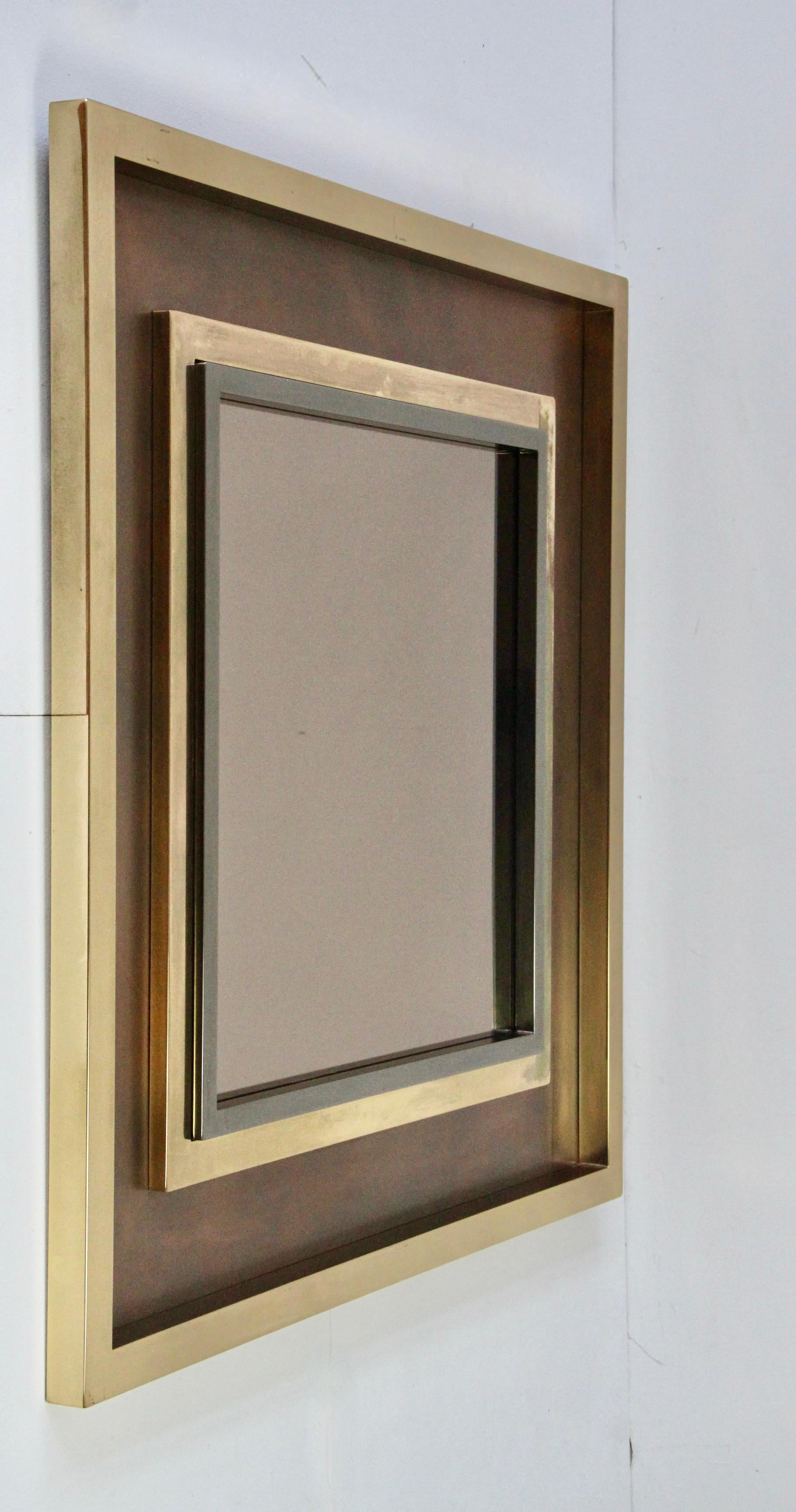 Huge Jansen Style Brass, Nickel & Copper Wall Mirror by Vereinigte Werkstätten For Sale 1