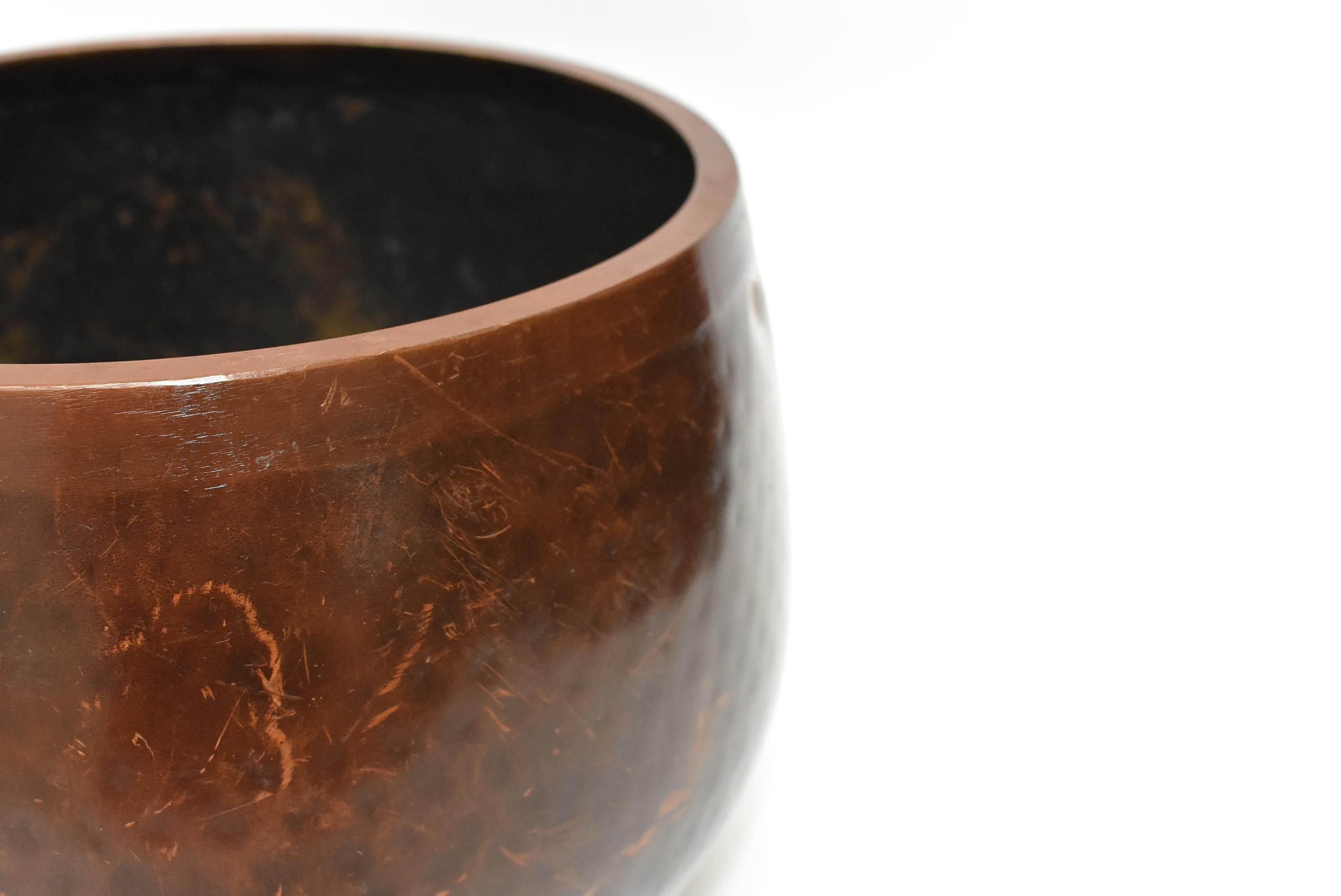 19th Century Huge Japanese Antique Bronze Singing Bowl, Copper, Hand-Hammered