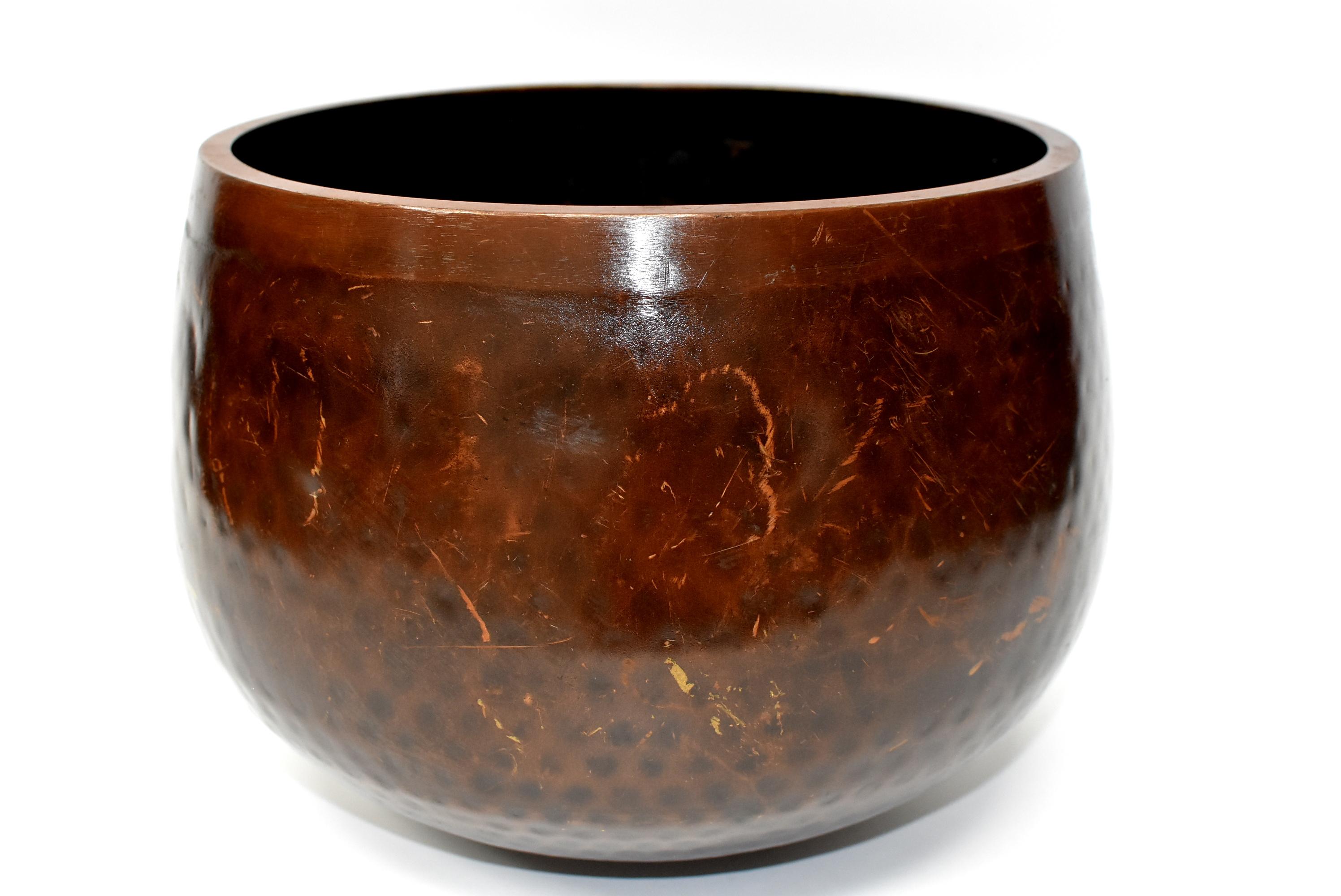 Huge Japanese Antique Bronze Singing Bowl, Copper, Hand-Hammered 3