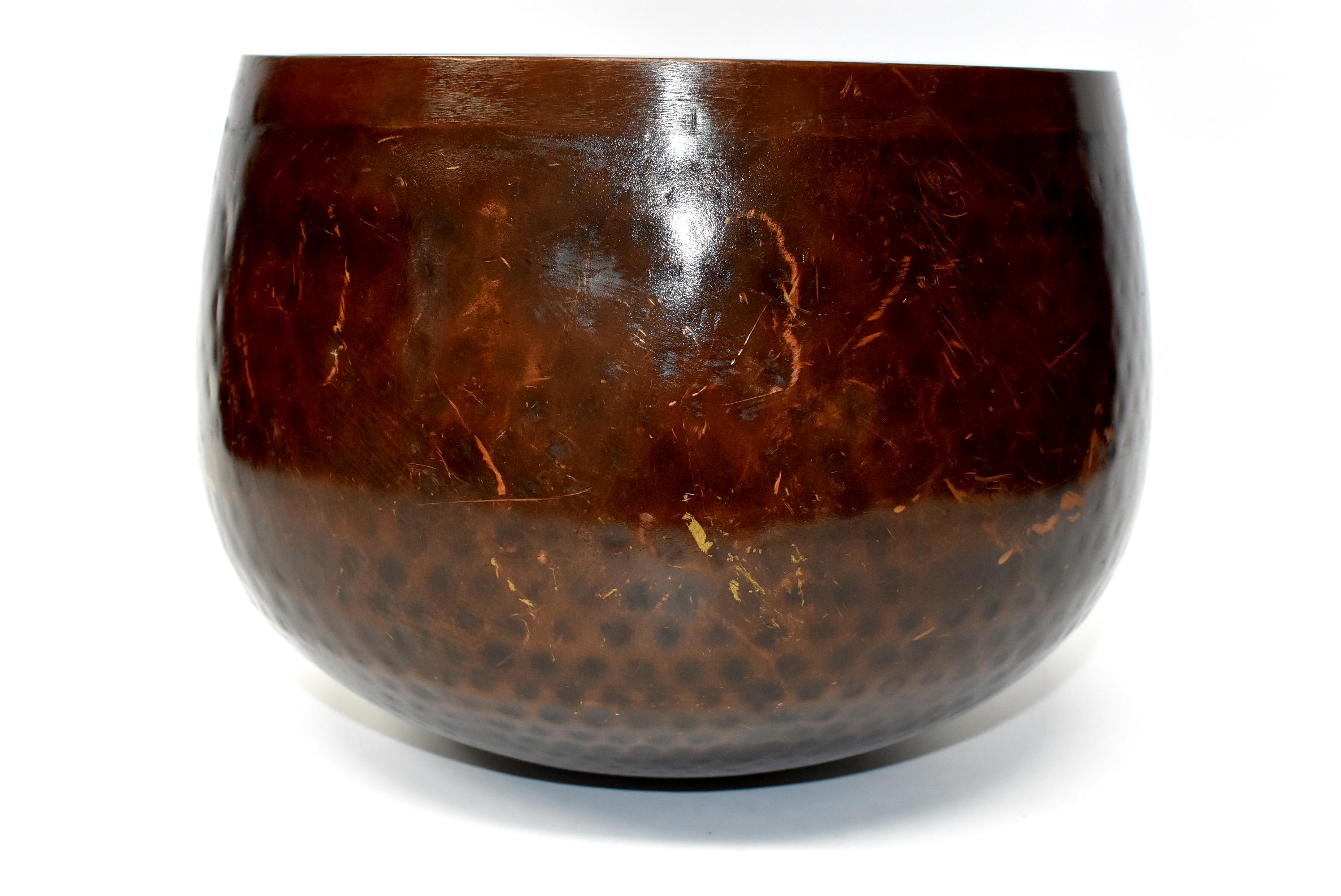 Huge Japanese Antique Bronze Singing Bowl, Copper, Hand-Hammered 4