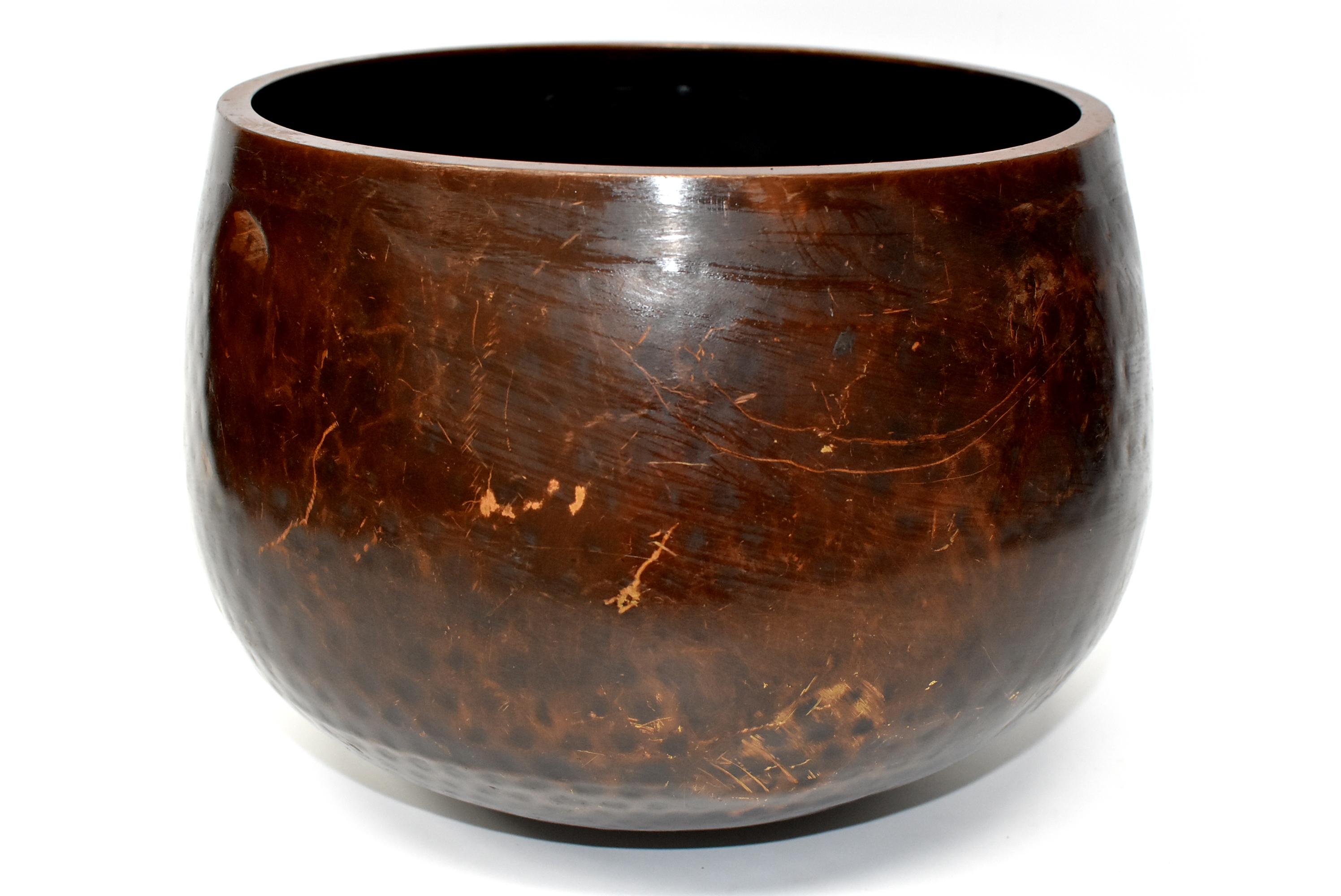 Huge Japanese Antique Bronze Singing Bowl, Copper, Hand-Hammered 5