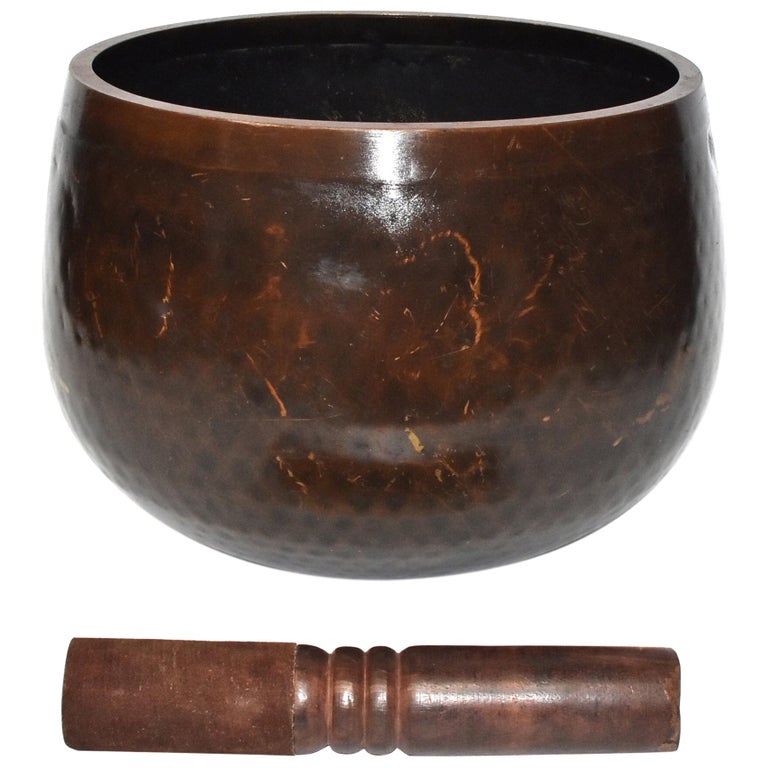 Huge Japanese Antique Bronze Singing Bowl, Copper, HandHammered at 1stDibs