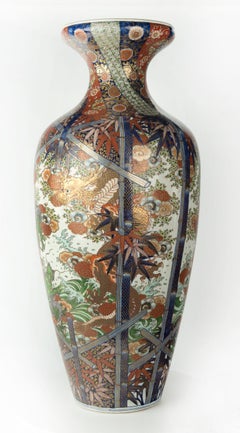 Huge Japanese Dragon Decorated Imari Floor Vase