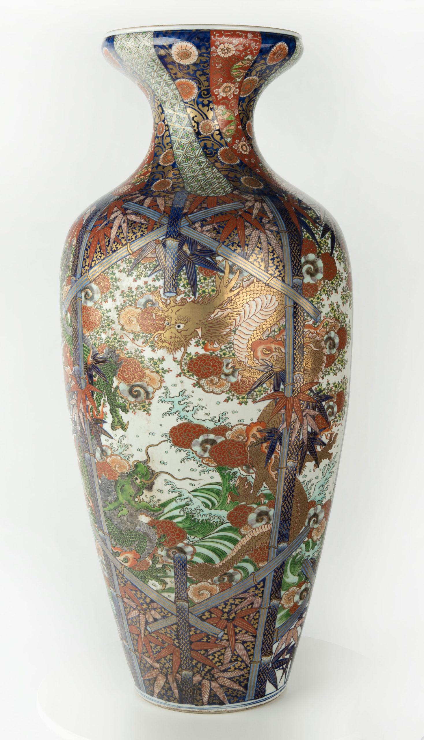 19th Century Huge Japanese Dragon Decorated Imari Floor Vase