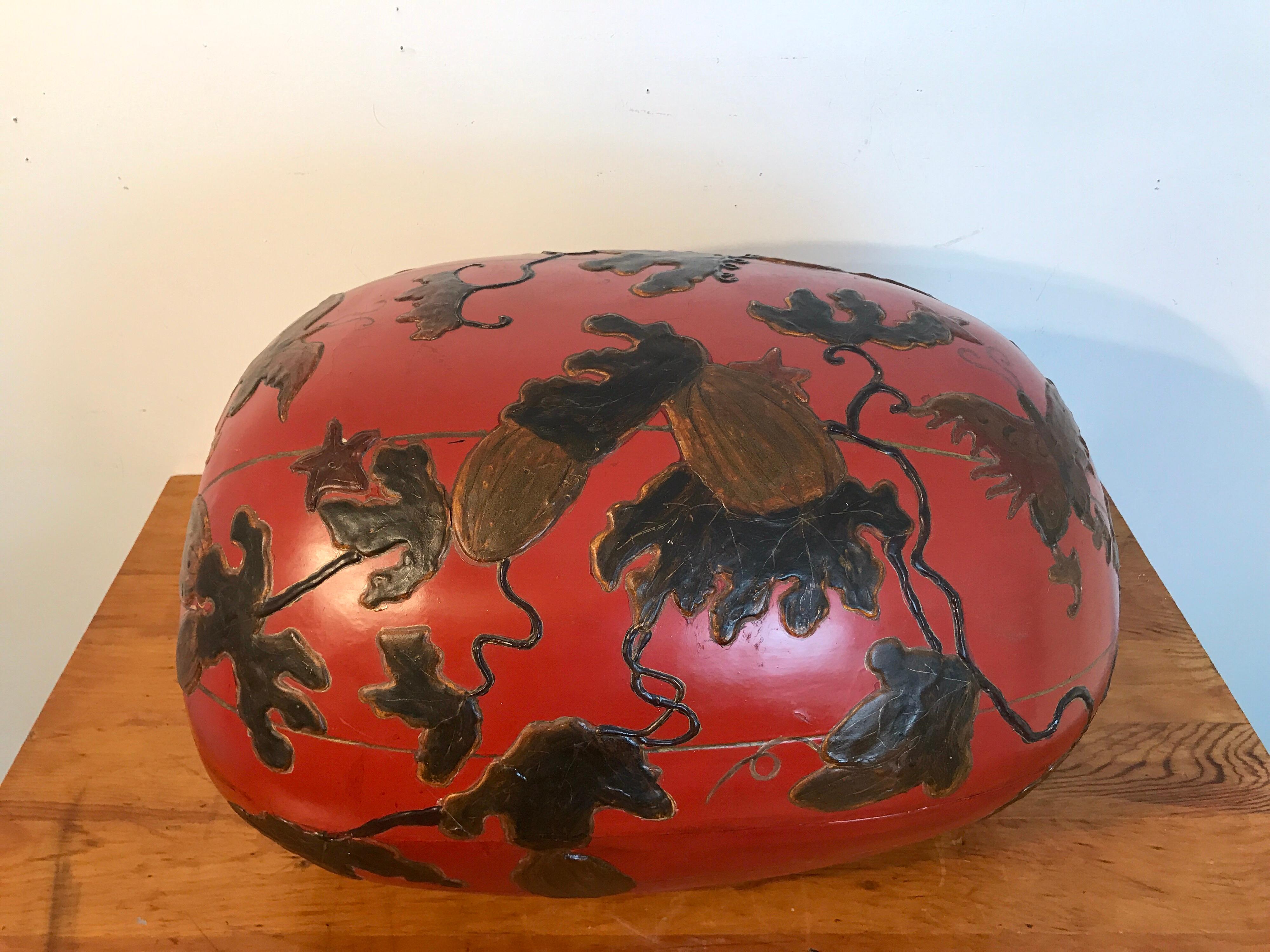 Huge Japanese Red Lacquerware Gourd Motif Box 4