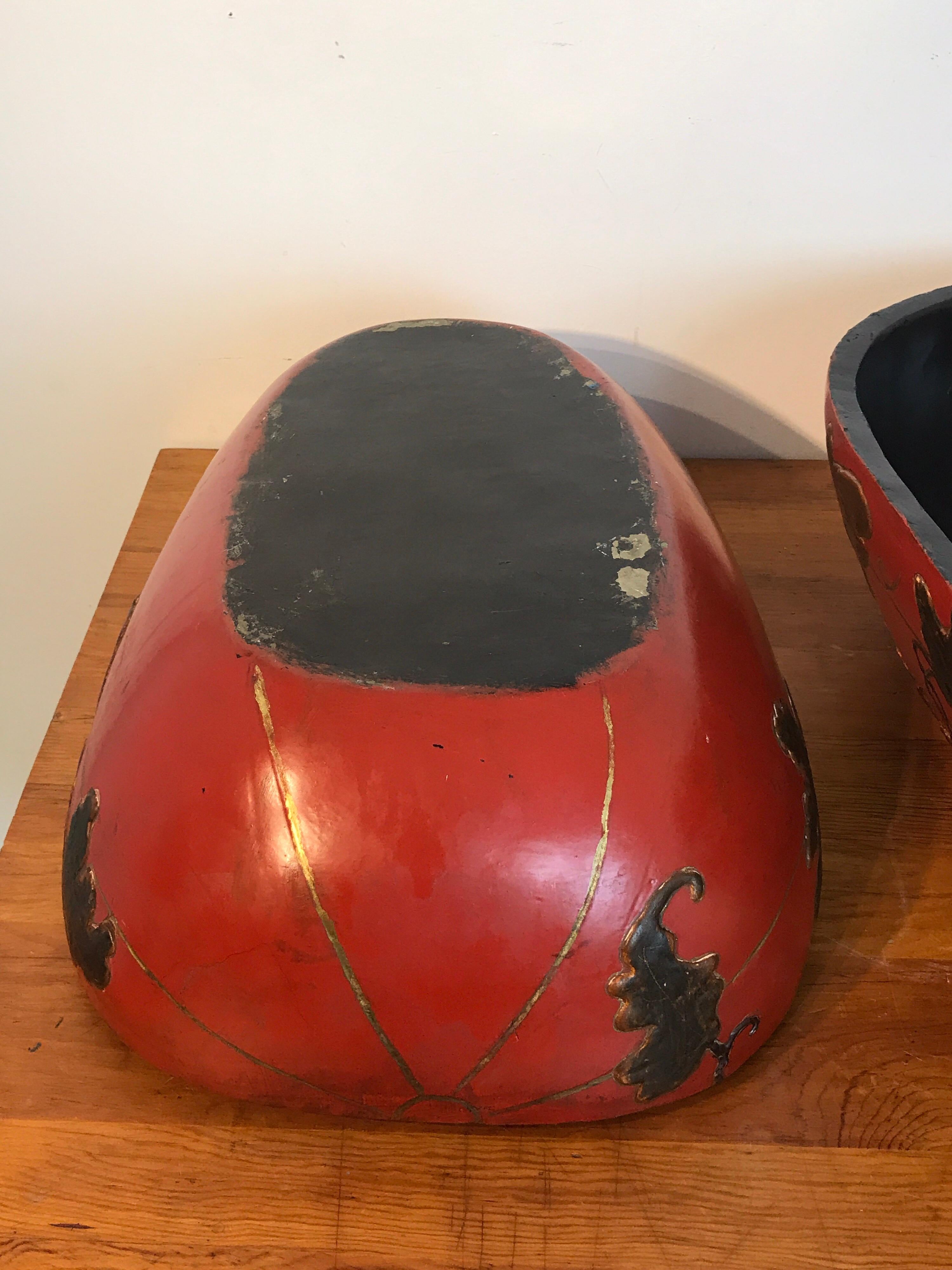 Huge Japanese Red Lacquerware Gourd Motif Box 6