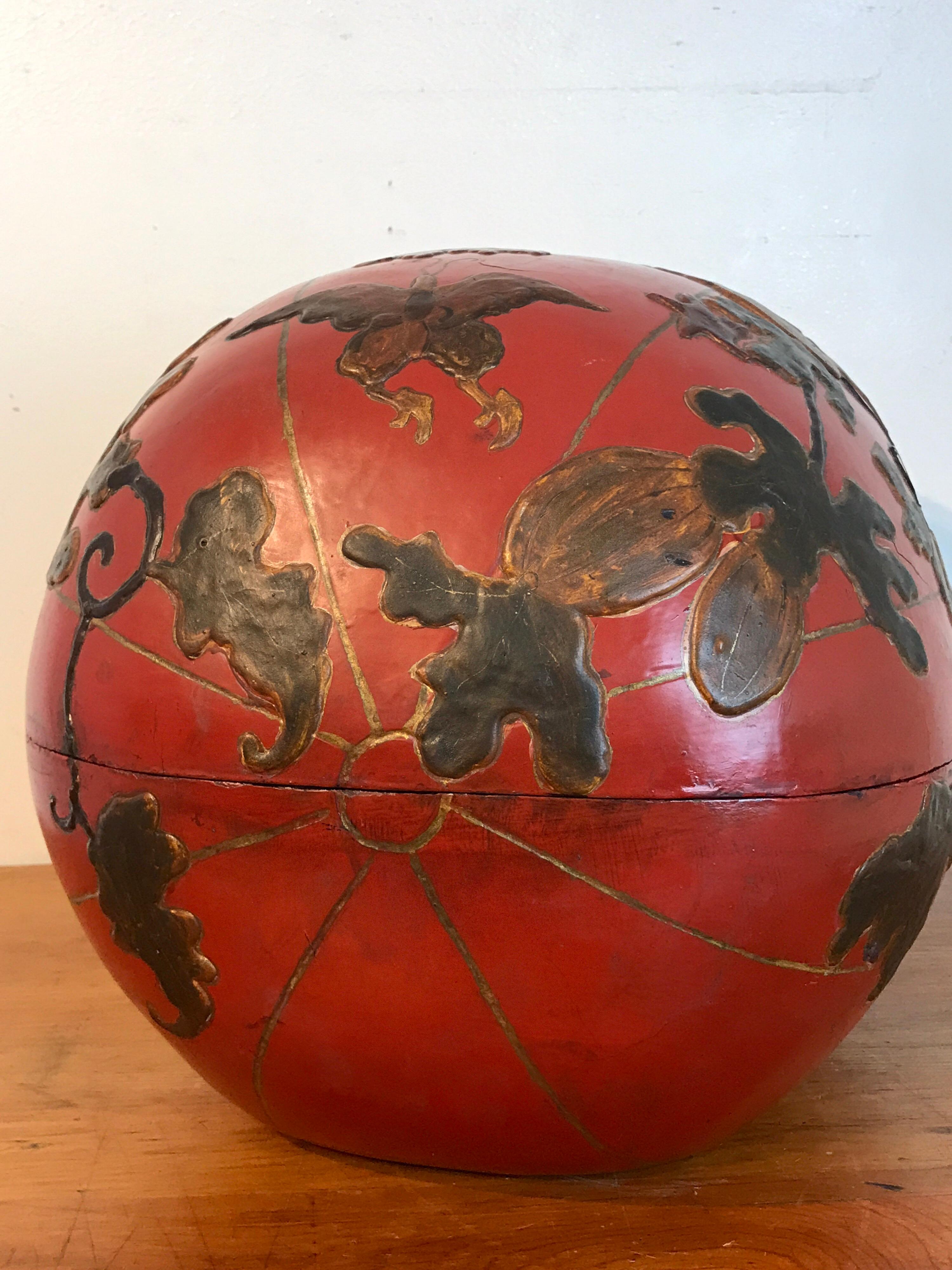 20th Century Huge Japanese Red Lacquerware Gourd Motif Box