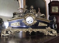 Huge Japy Freres Gilt and Brass Rocco Style Desk Clock